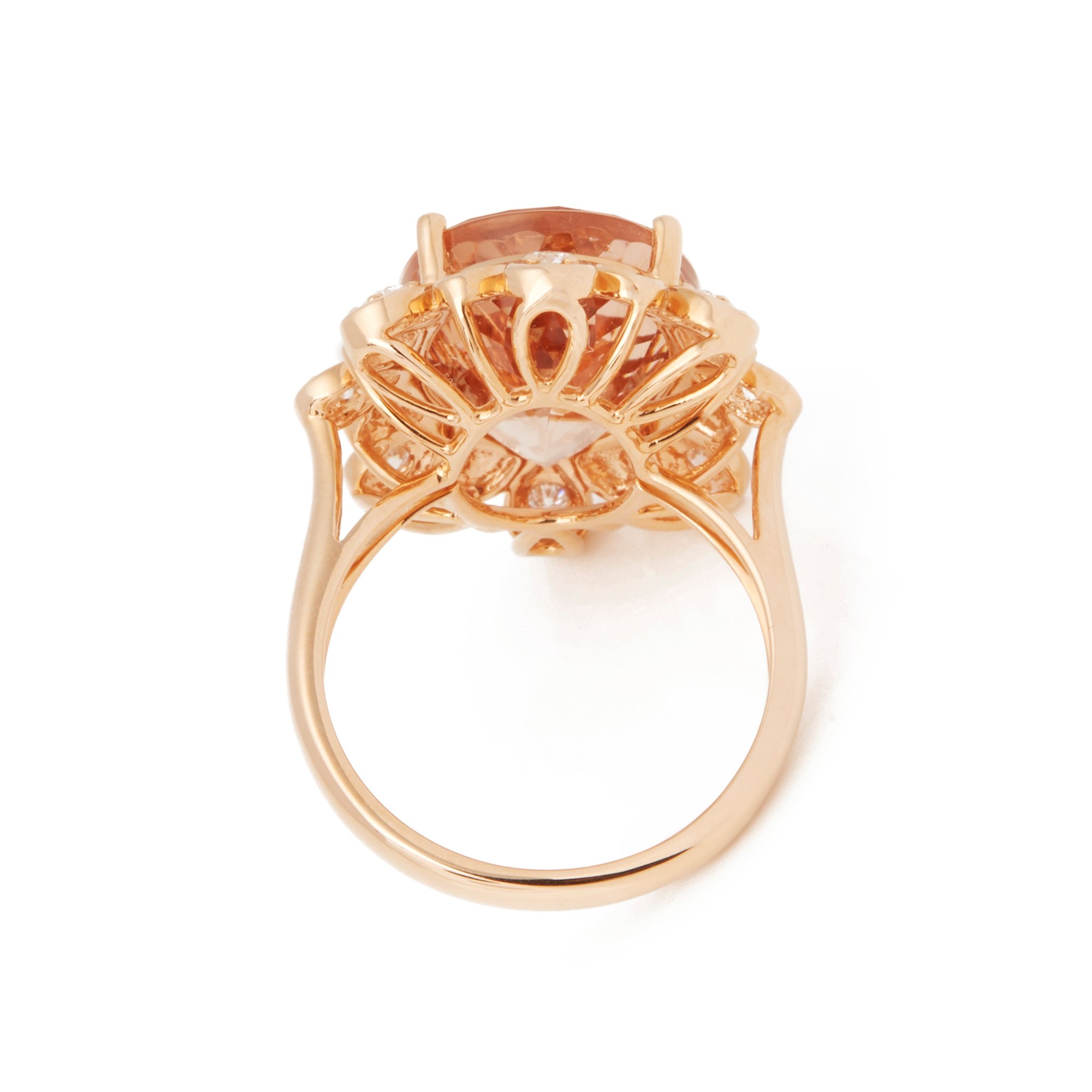 David Jerome 18ct Rose Gold Morganite and Diamond Floral Cluster Ring