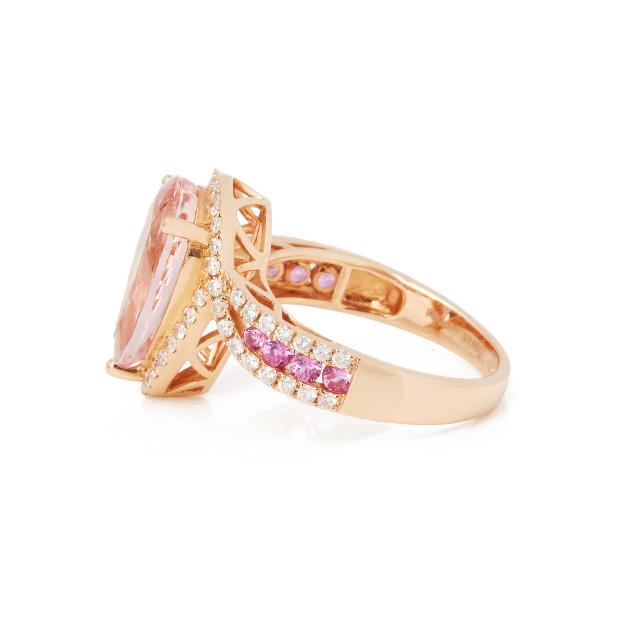 David Jerome 18ct Rose Gold Morganite, Diamond and pink Sapphire Cluster Ring