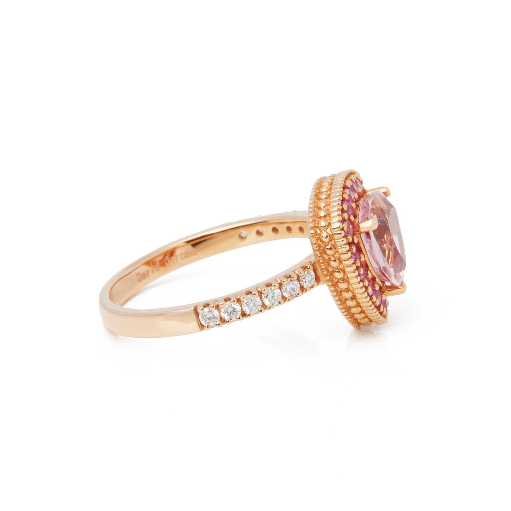 David Jerome 18ct Rose Gold Morganite, Diamond and Pink Sapphire Cluster Ring
