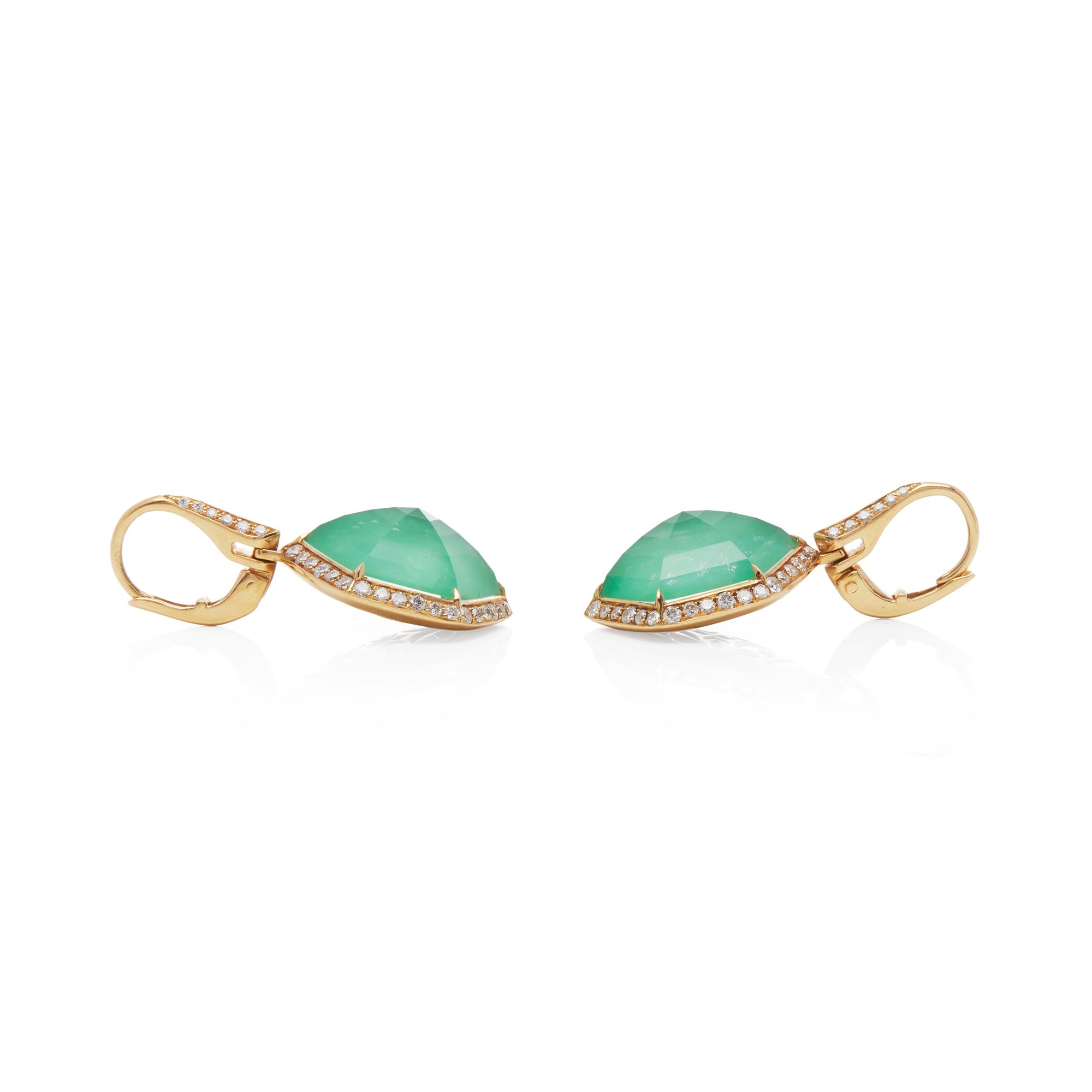 Stephen Webster 18ct Yellow Gold Deco Haze Green Agate and Diamond Drop Earrings