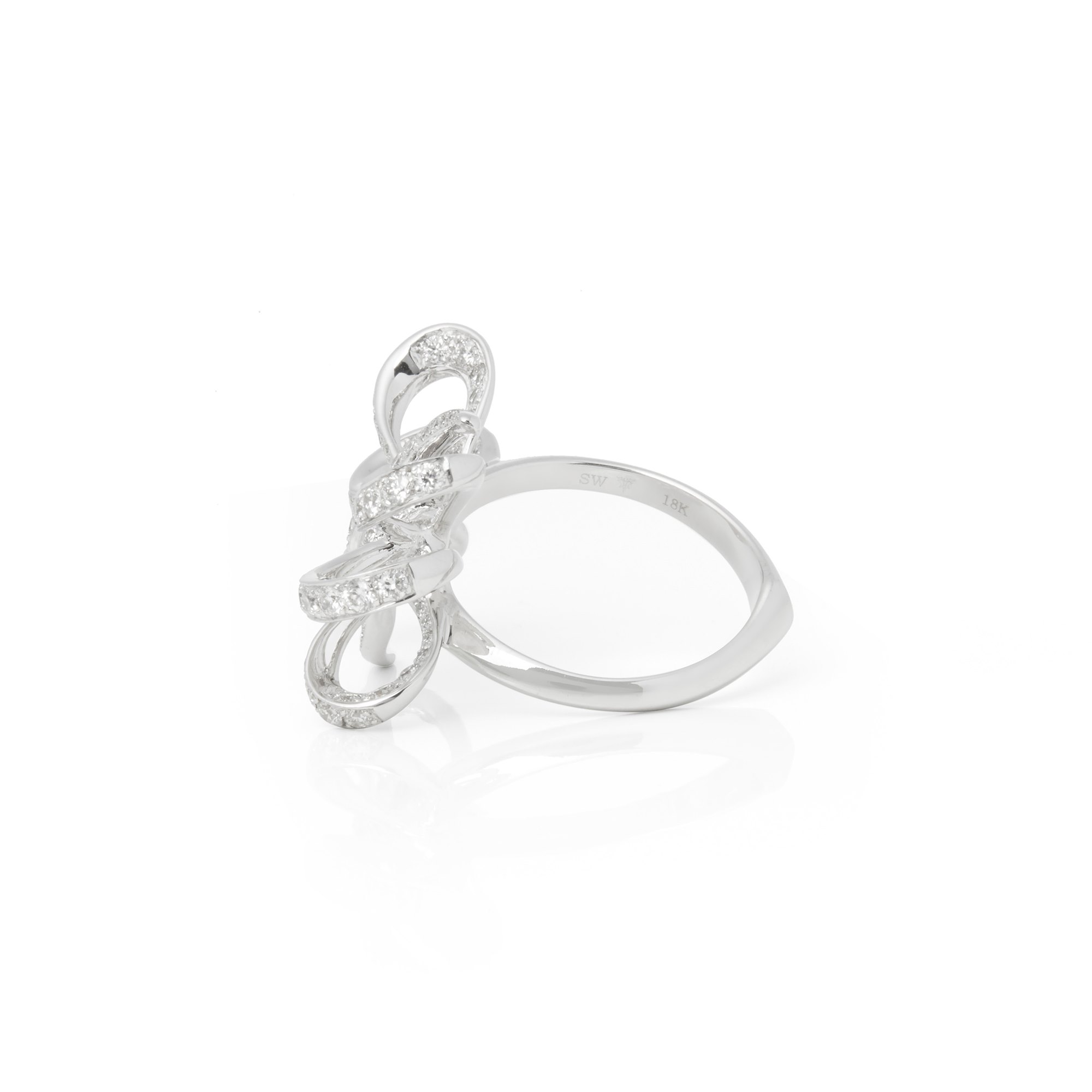 Stephen Webster 18k White Gold Forget Me Knot Pave Diamond Bow Ring