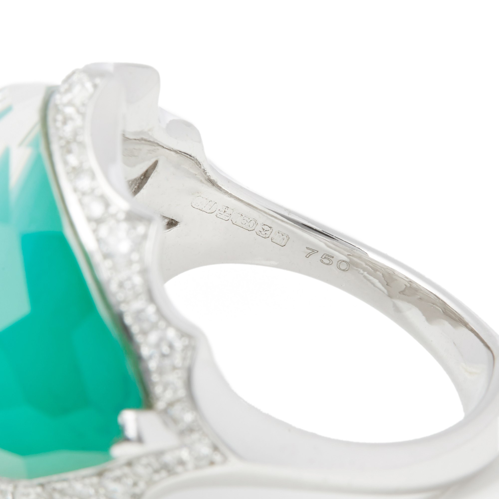 Stephen Webster 18ct White Gold Murder She Wrote Green Agate and Diamond Ring