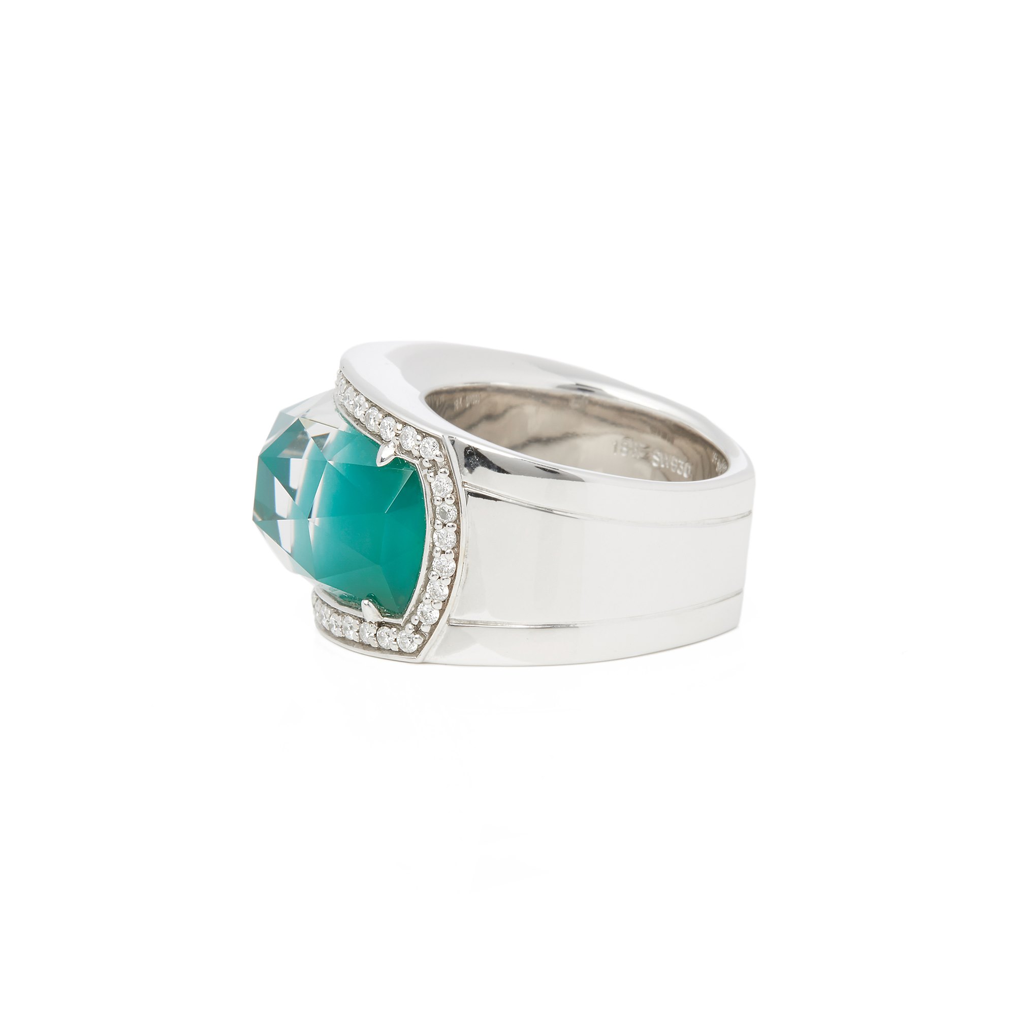 Stephen Webster 18k White Gold Green Agate Crystal Haze Ring