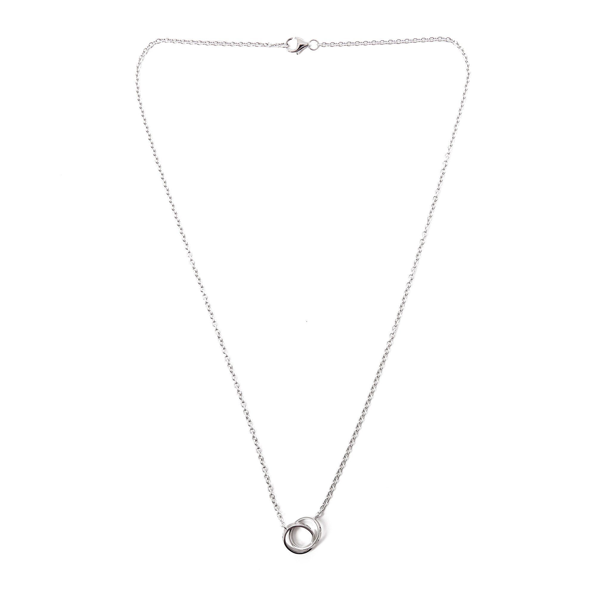 Cartier 18k White Gold Double Love Ring Necklace