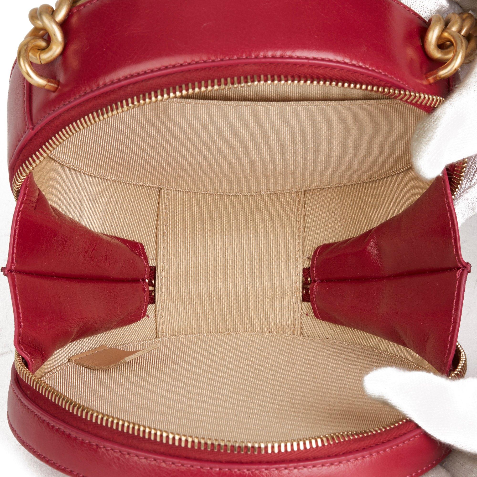 Chanel Raspberry Glazed Calfskin Leather Round as Earth Bag
