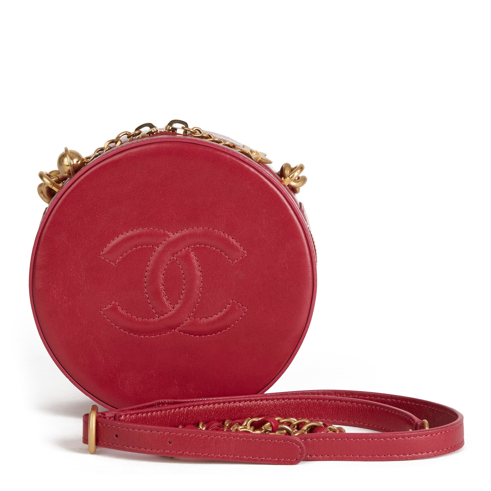 Chanel Raspberry Glazed Calfskin Leather Round as Earth Bag