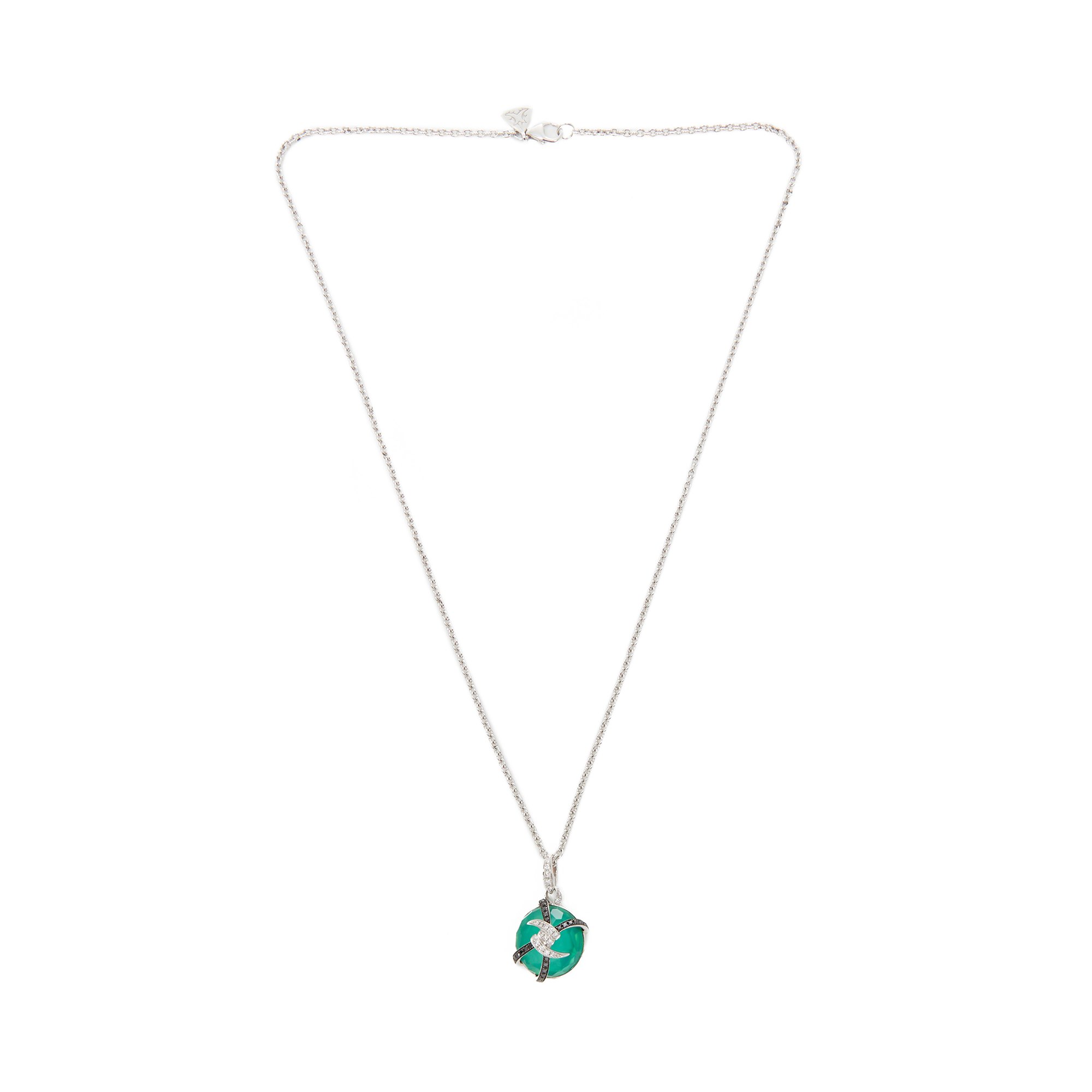 Stephen Webster Forget Me Not Diamond and Green Agate Necklace