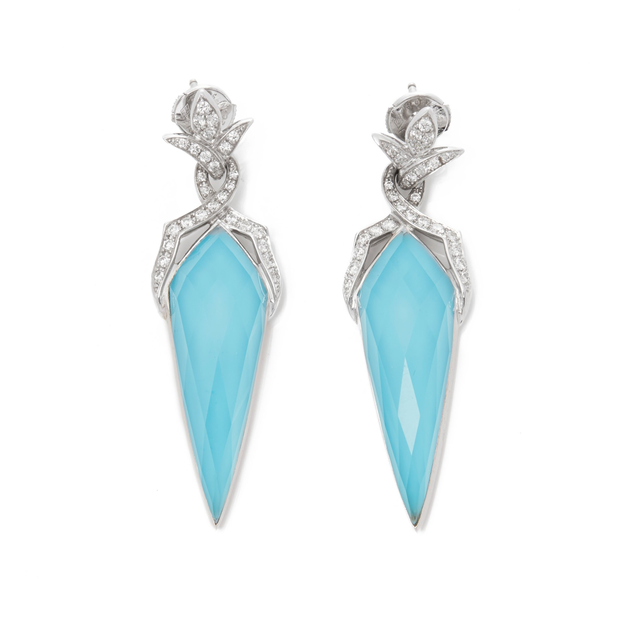 Stephen Webster Crystal Haze 18ct White Gold Turquoise Quartz and Diamond Earrings