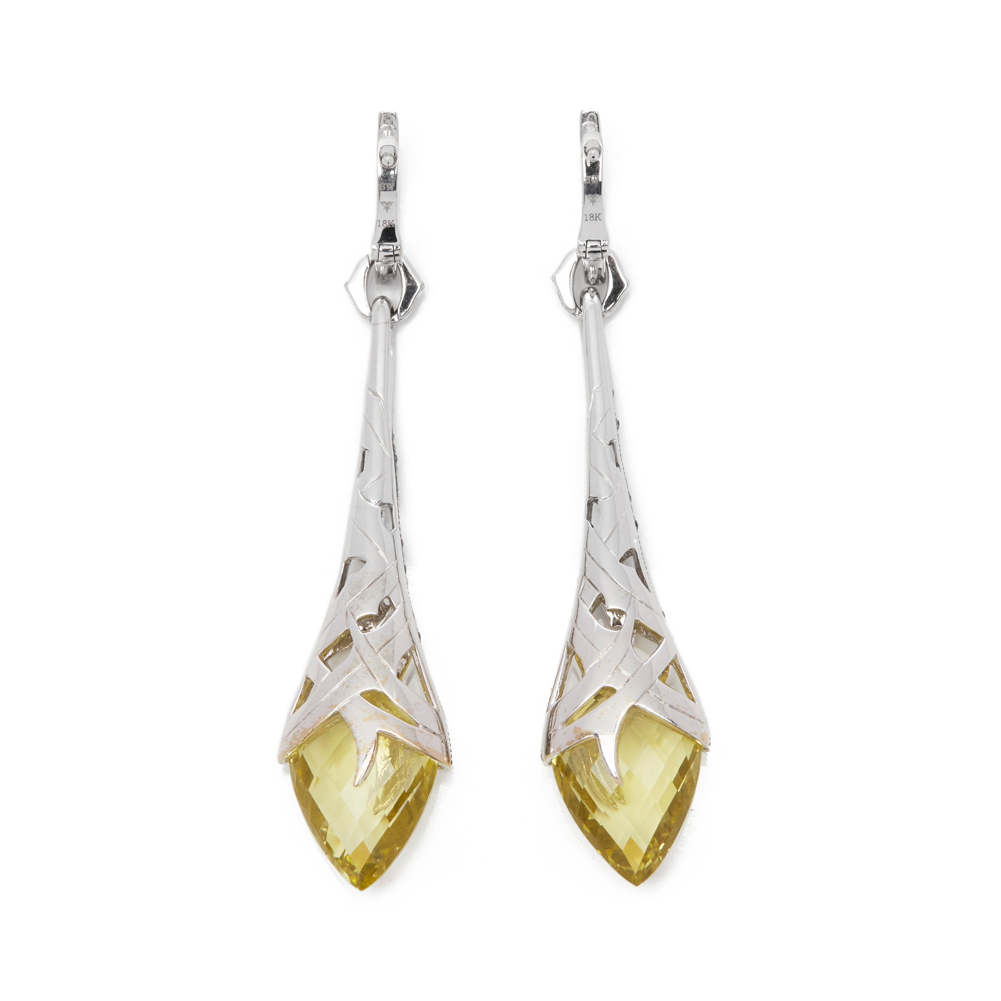 Stephen Webster Thorn 18ct White Gold Oriverdi and Black Diamond Drop Earrings