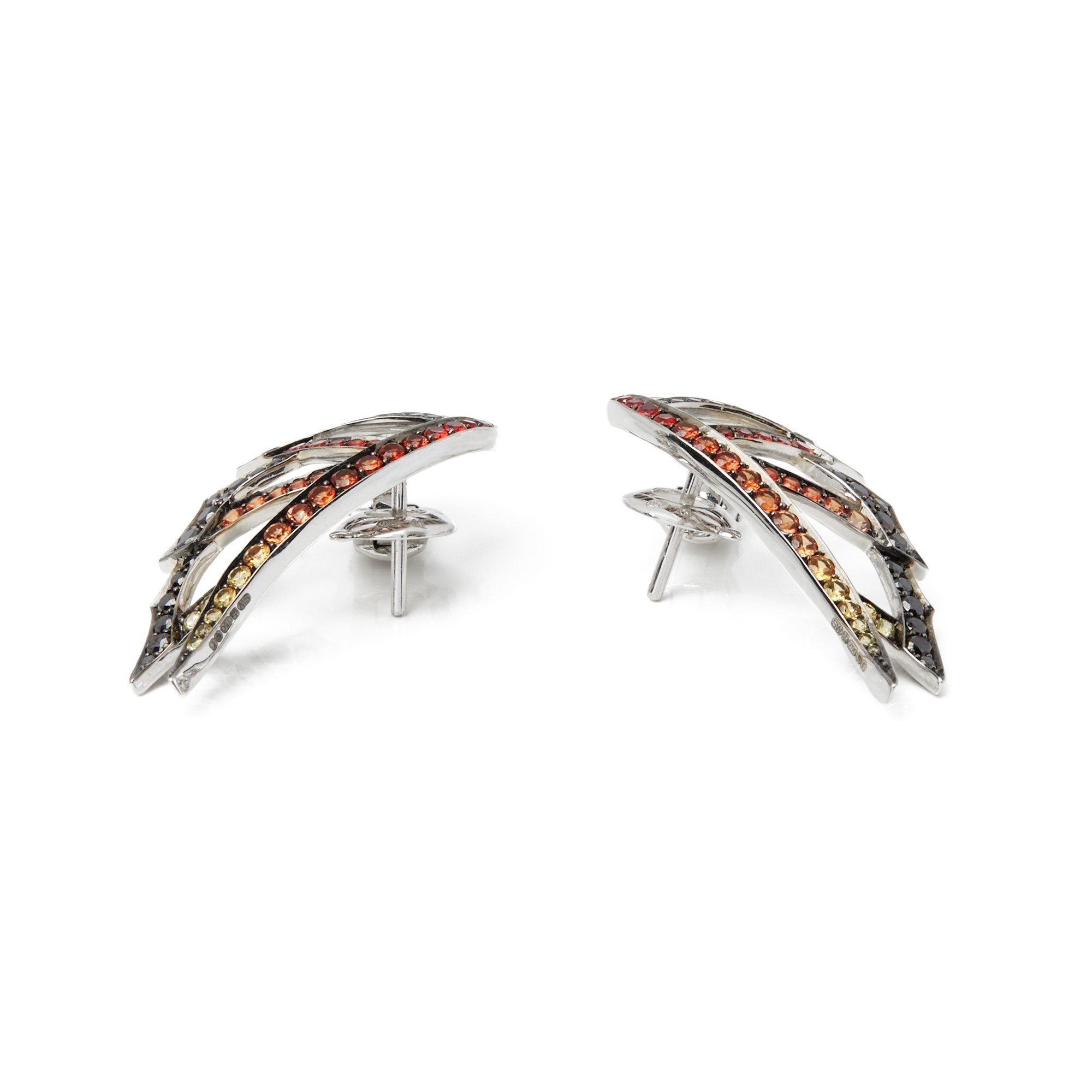 Stephen Webster Magnipheasant 18ct White Gold Mixed Sapphire and Diamond Earrings