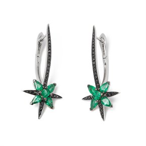 Stephen Webster Belle Epoque 18ct White Gold Emerald and Diamond Earring