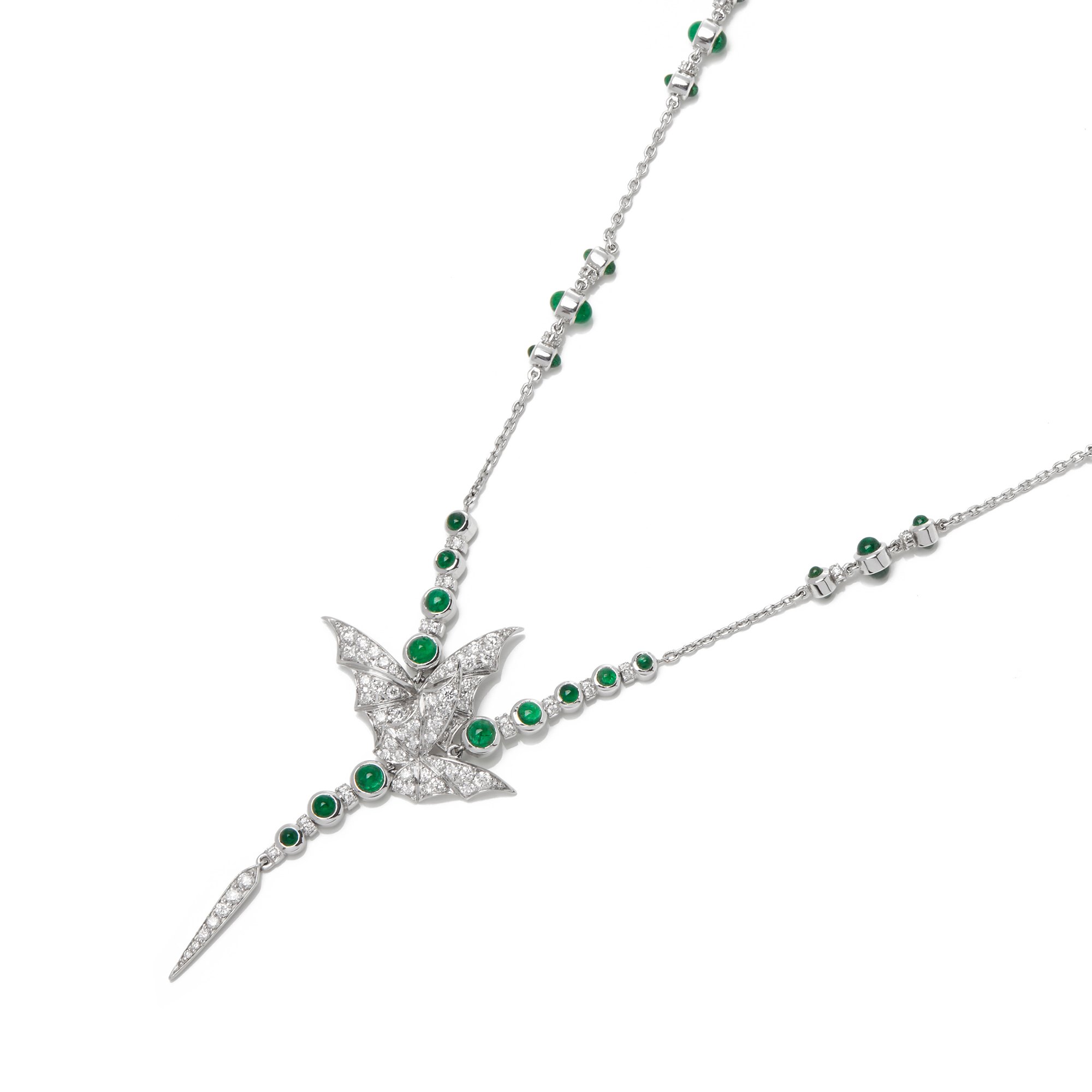 Stephen Webster 18ct Gold Fly by Night Diamond and Emerald necklace