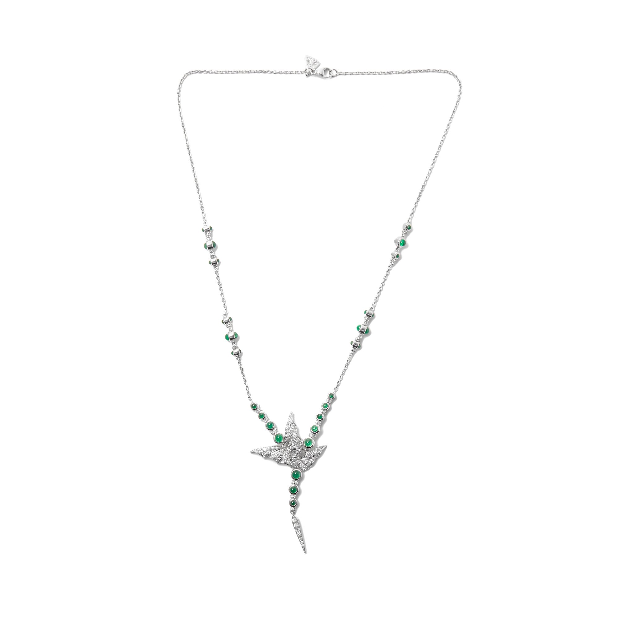 Stephen Webster 18ct Gold Fly by Night Diamond and Emerald necklace