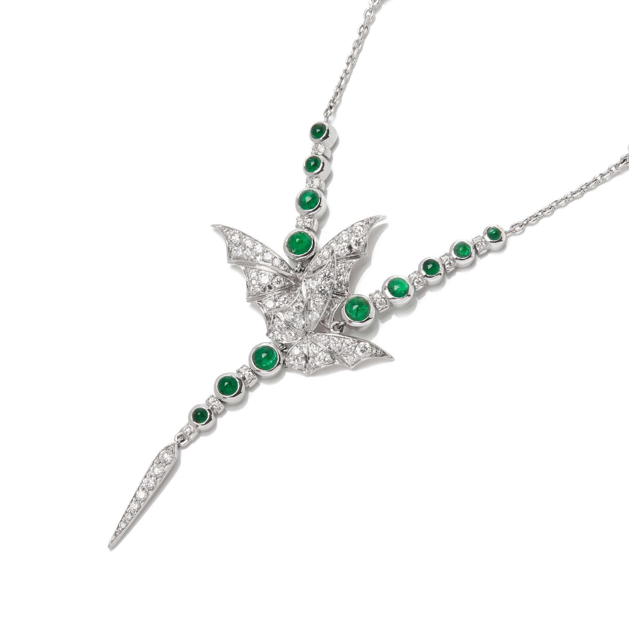 Stephen Webster 18ct Gold Fly by Night Diamond and Emerald necklace