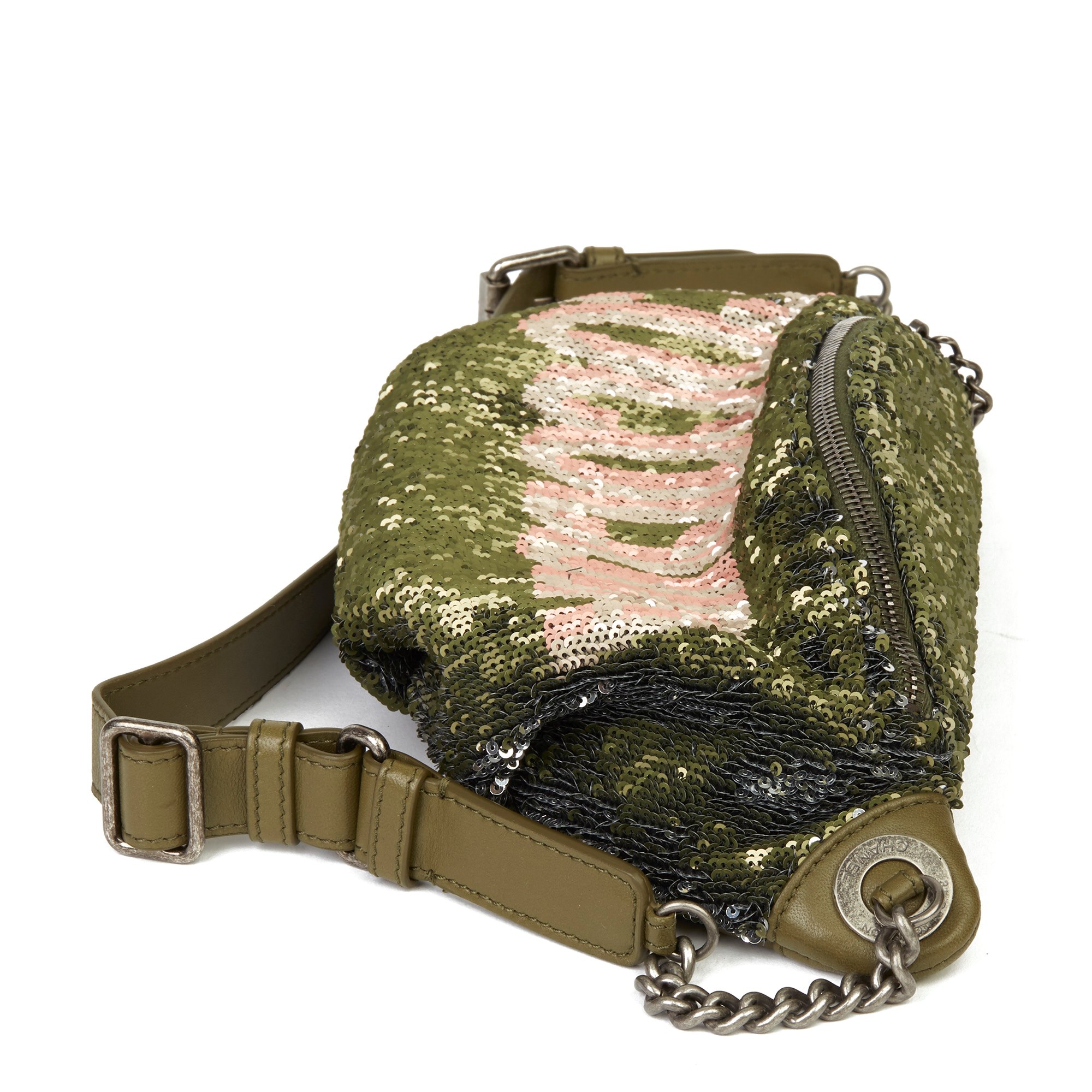 Chanel Khaki Quilted Lambskin & Pink Sequin Embellishment Coco Cuba Belt Bag