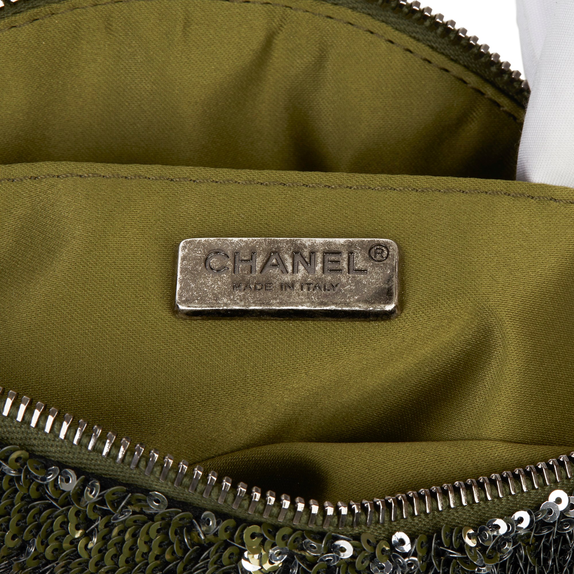 Chanel Khaki Quilted Lambskin & Pink Sequin Embellishment Coco Cuba Belt Bag