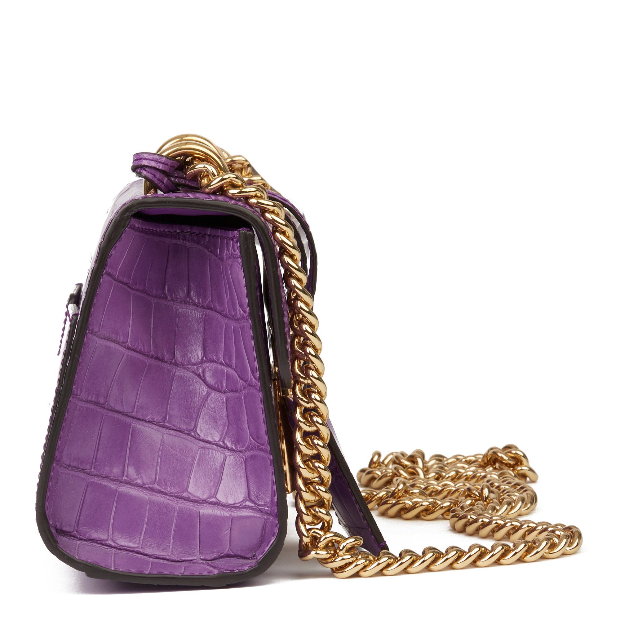 Gucci Violet Cyclamen Matte Alligator Leather Small Padlock Shoulder Bag