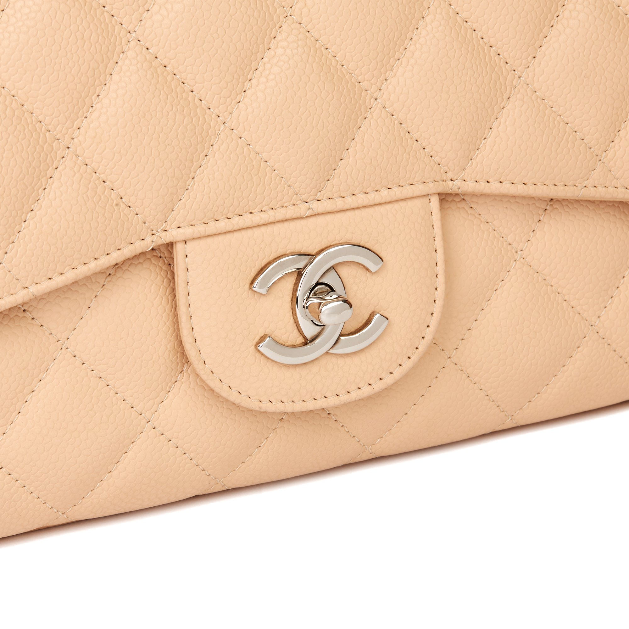 chanel beige caviar flap bag