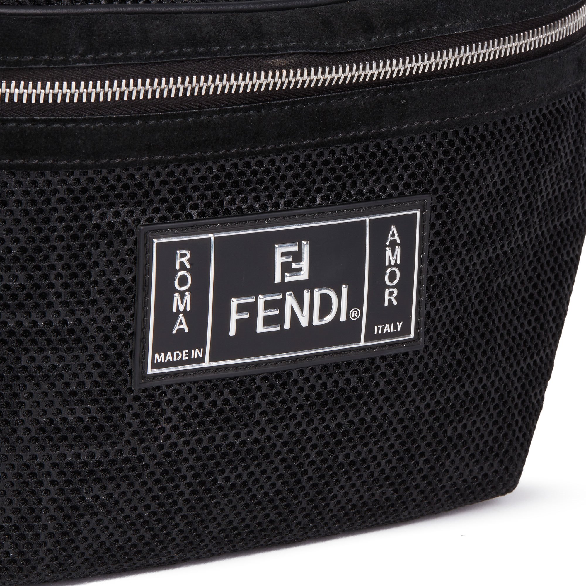 Fendi Black Zucca Mesh & Suede Belt Bag