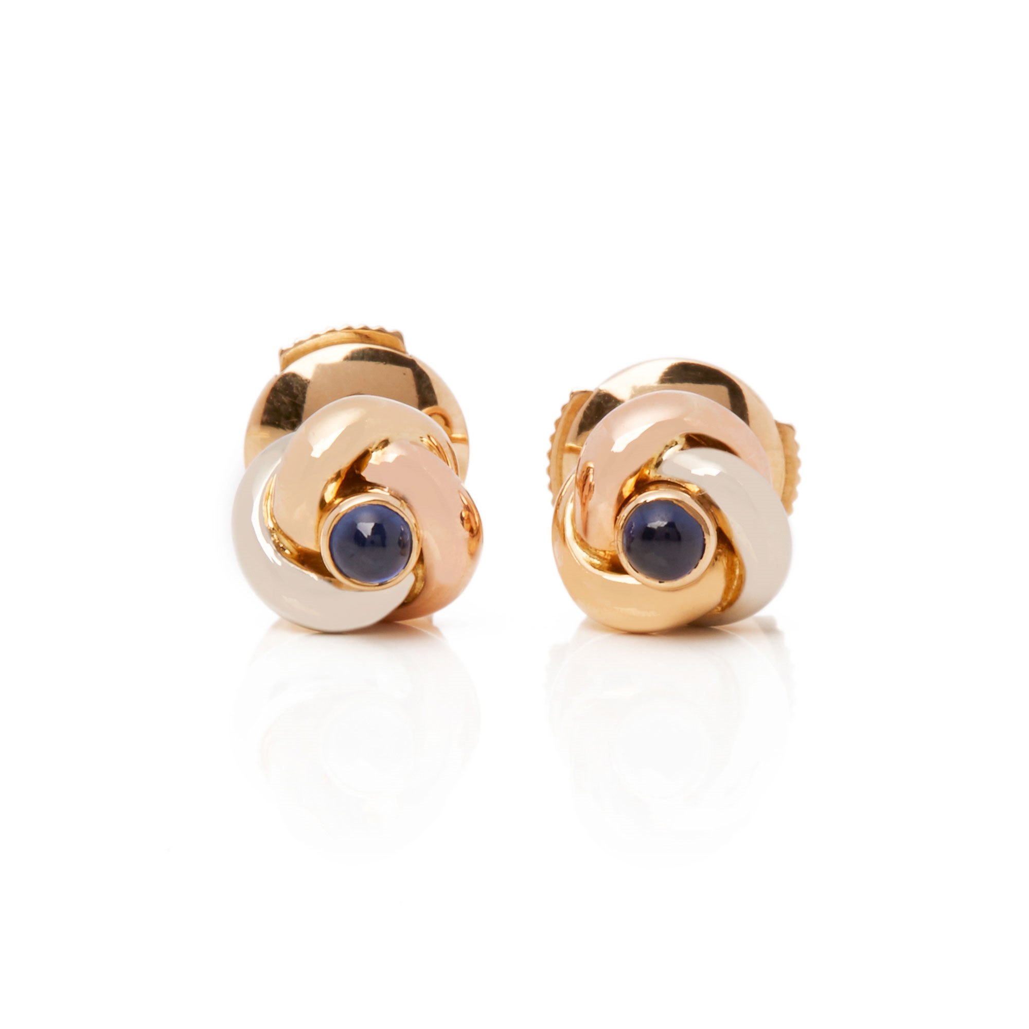 Cartier Trinity Sapphire cabochon Knot stud 18ct gold earrings