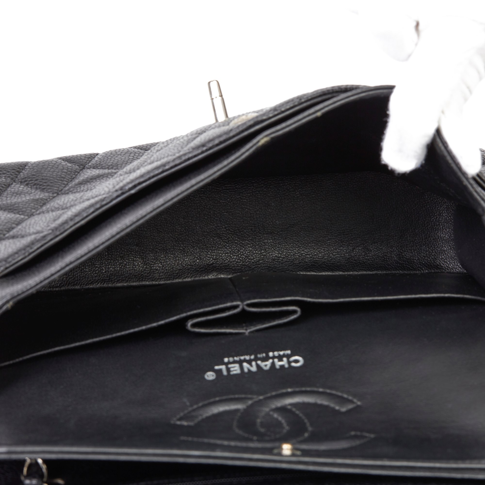 chanel classic flap black interior
