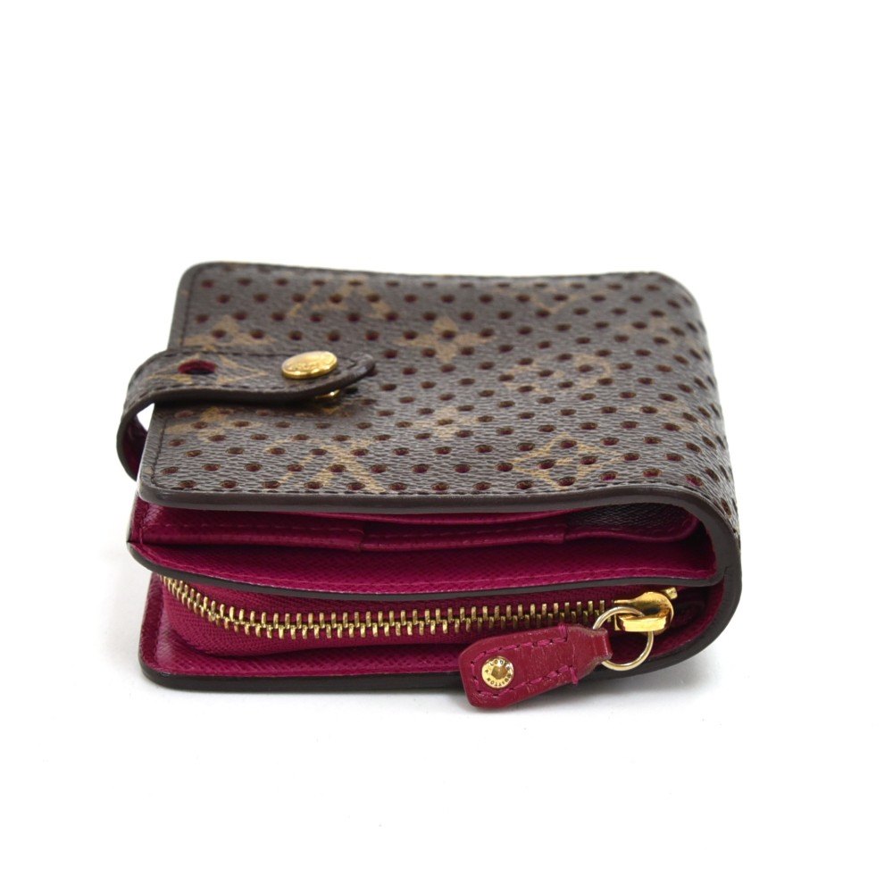 Louis Vuitton Brown Perforated Monogram Coated Canvas Fuchsia Compact Wallet