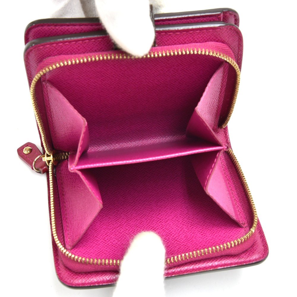 Louis Vuitton Brown Perforated Monogram Coated Canvas Fuchsia Compact Wallet