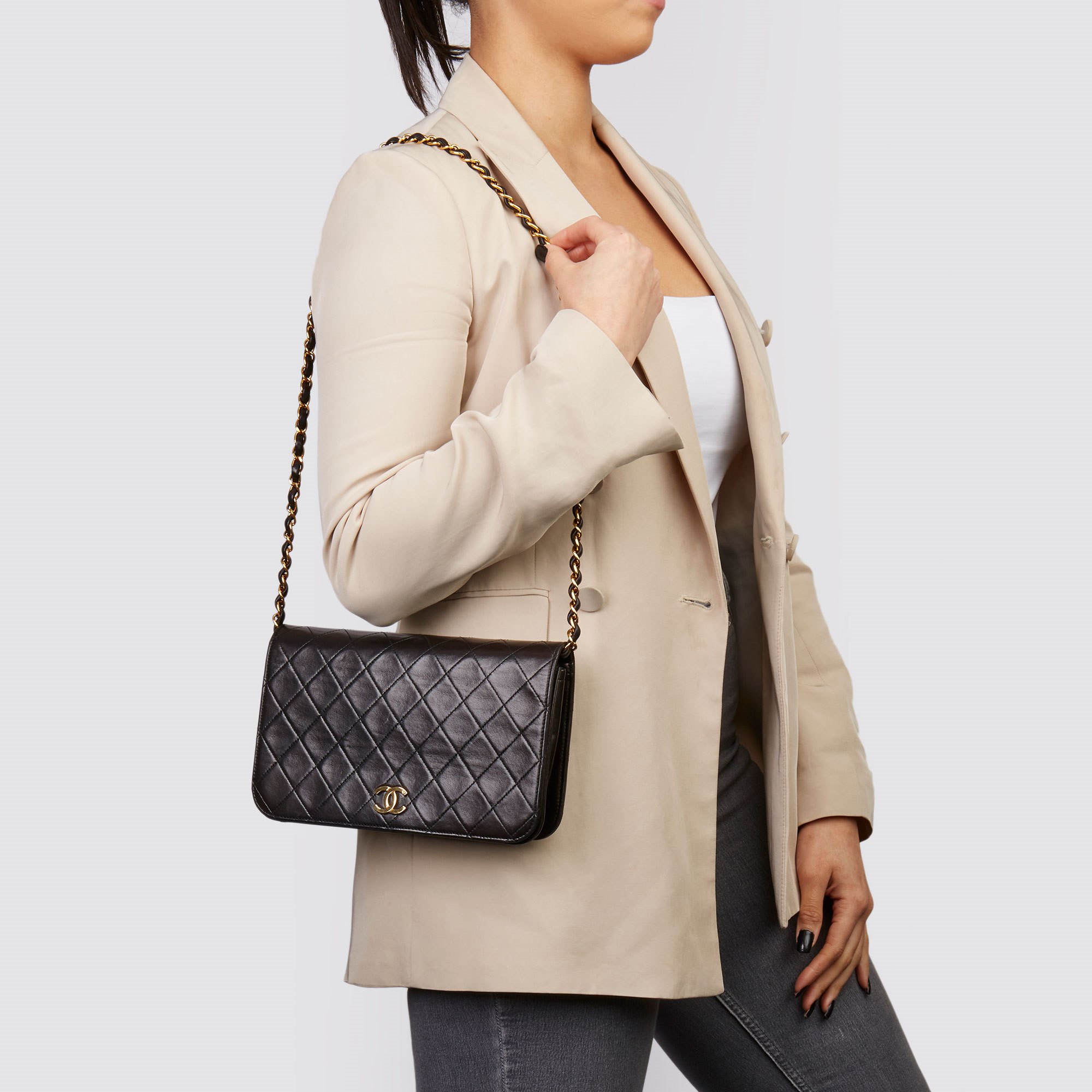 Chanel Vintage Classic Medium Single Flap Bag  Neutrals Shoulder Bags  Handbags  CHA825073  The RealReal