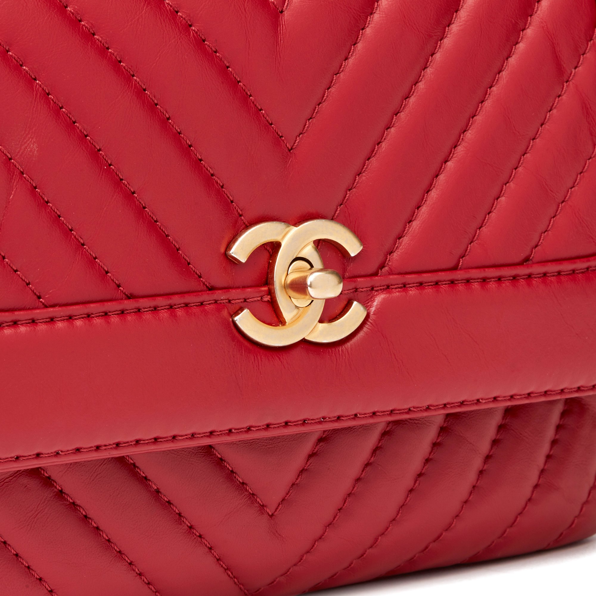 chanel red chevron bag