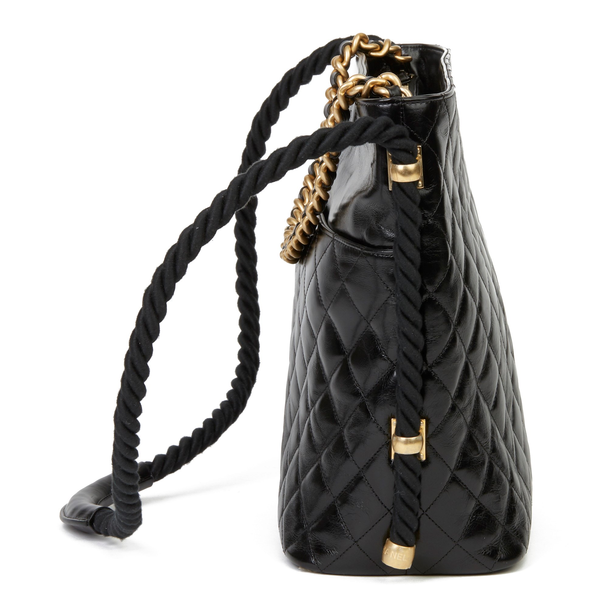 Chanel Black Quilted Aged Calfskin Leather En Vogue Hobo Bag