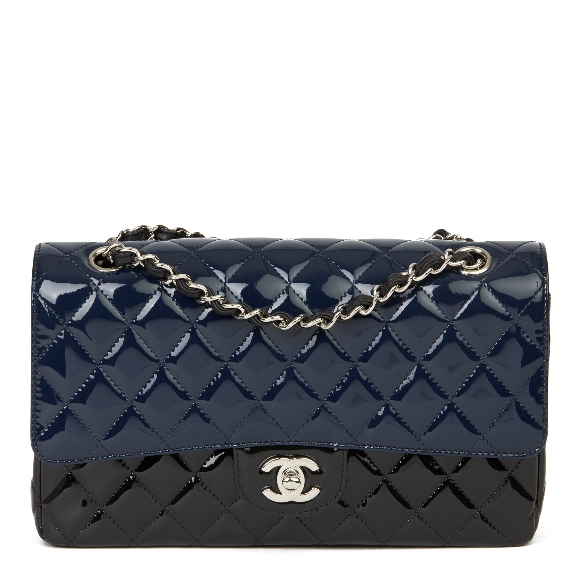 chanel navy patent bag