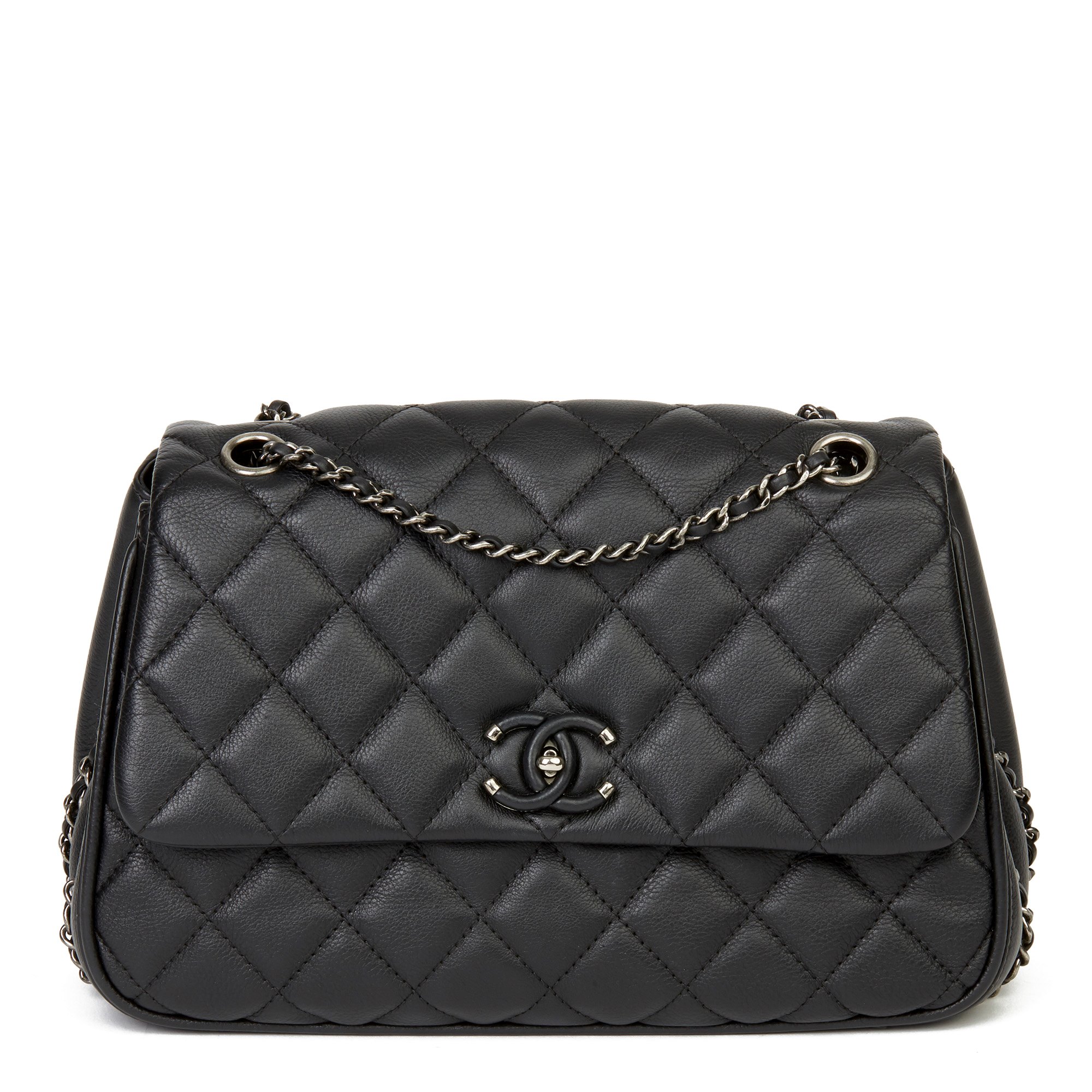 Chanel Single Flap Shoulder Bag Black Quilted Lambskin Leather