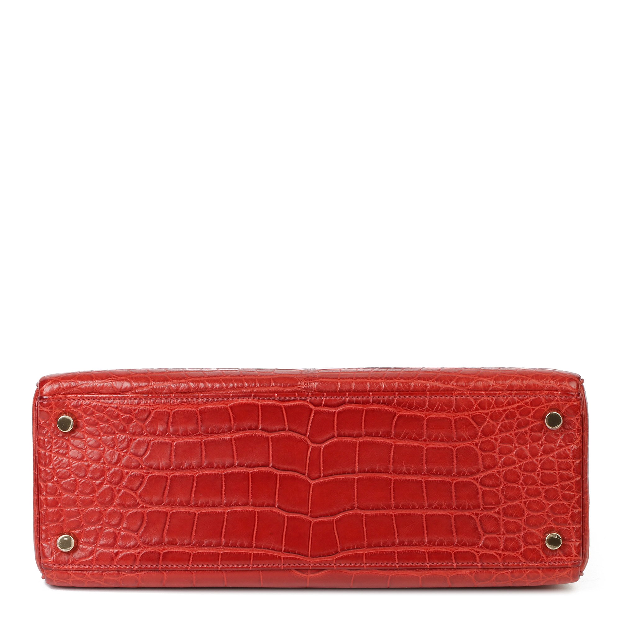 Hermès Rouge H Matte Mississippiensis Alligator Leather Kelly 32cm Retourne