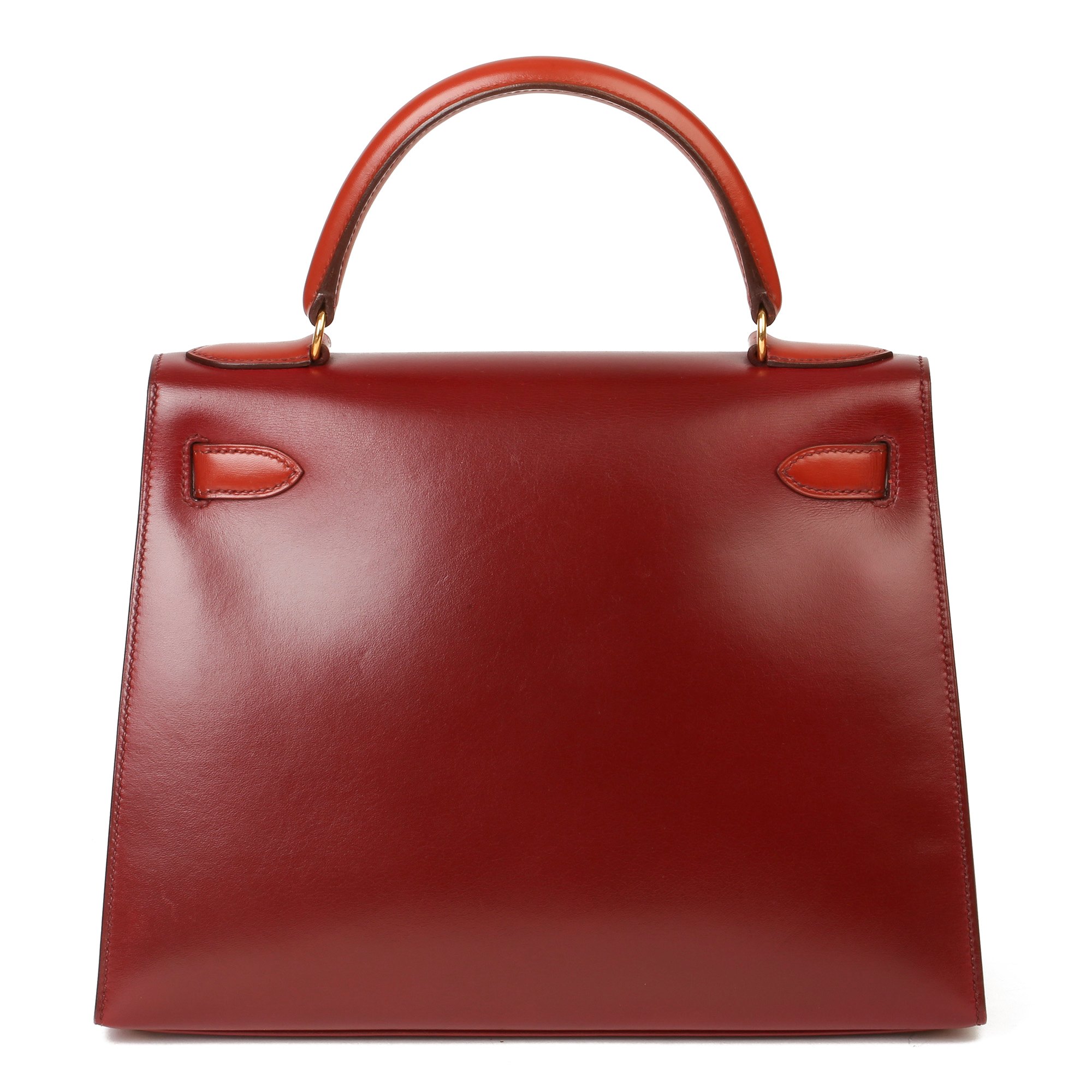 Hermès Brique, Rouge H & Chocolate Box Calf Leather Vintage Kelly 28cm Sellier