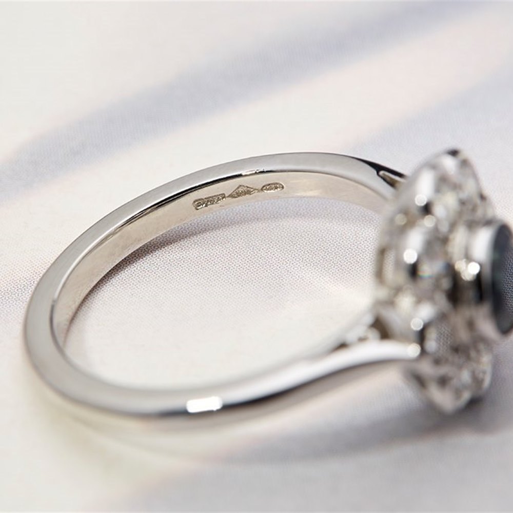 Platinum Platinum 0.93ct Sapphire & 0.75ct Diamond Flower Ring