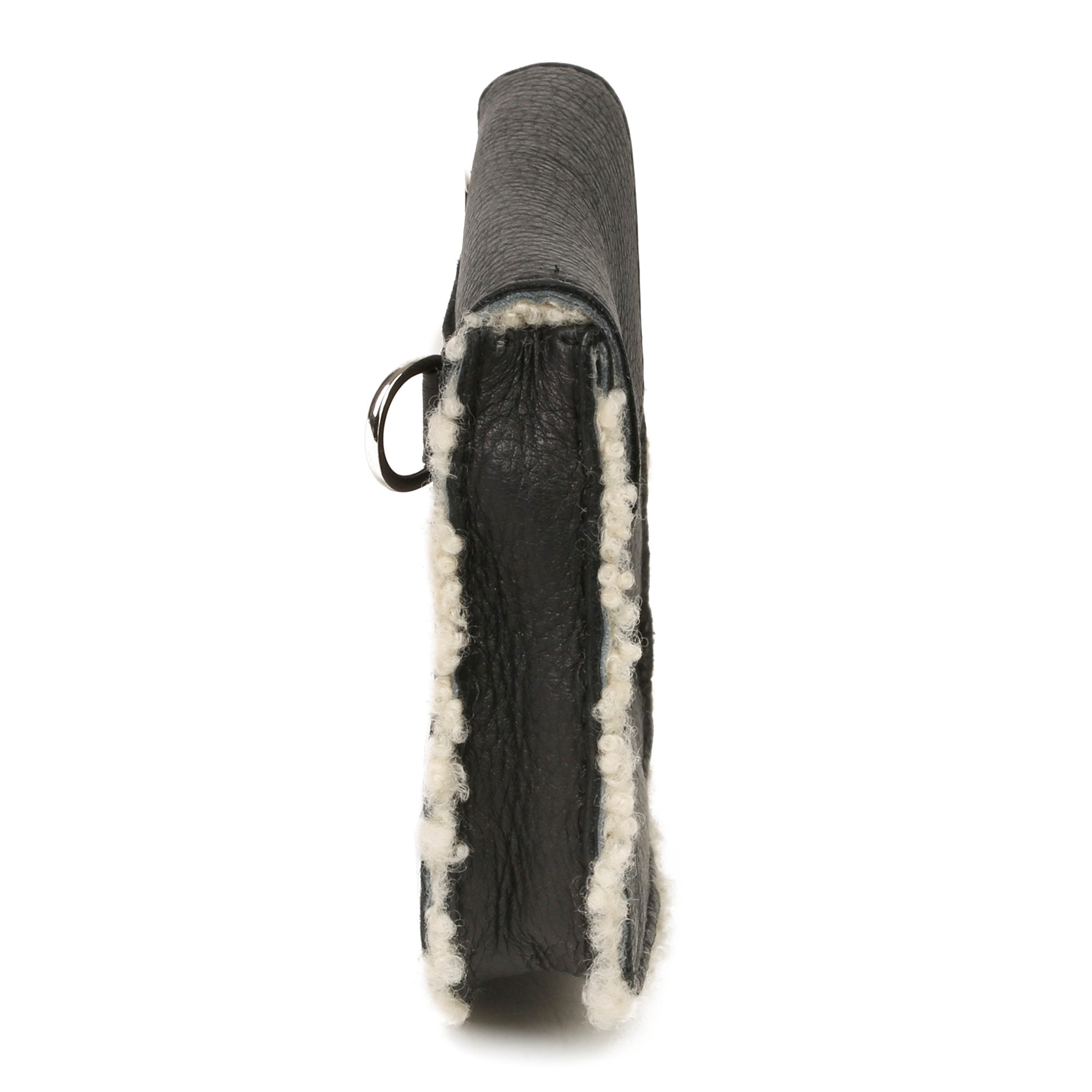Hermès Black Shearling Belt Pouch
