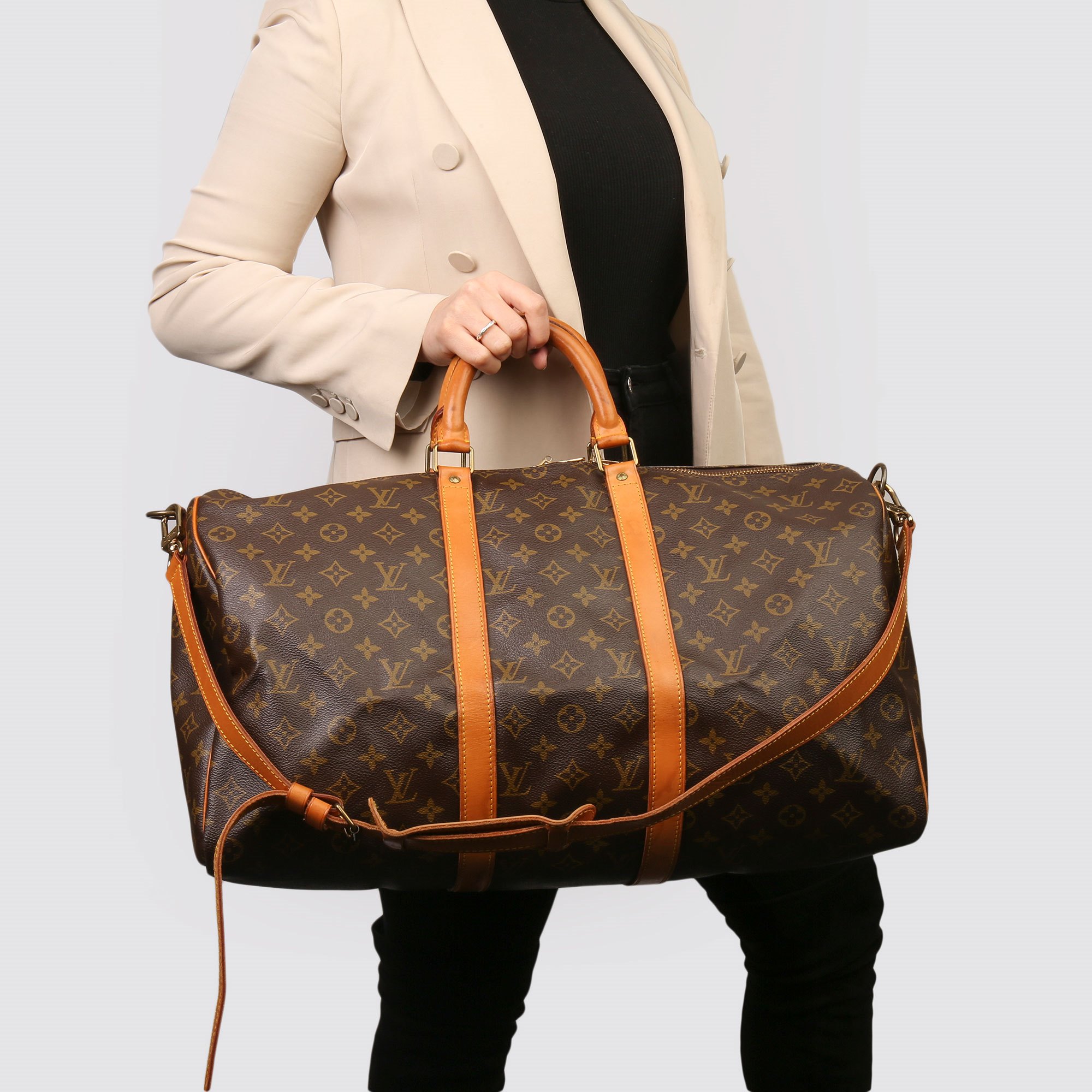 BRAND NEW Louis Vuitton Keepall Bandouliere Triangle 50 in brown