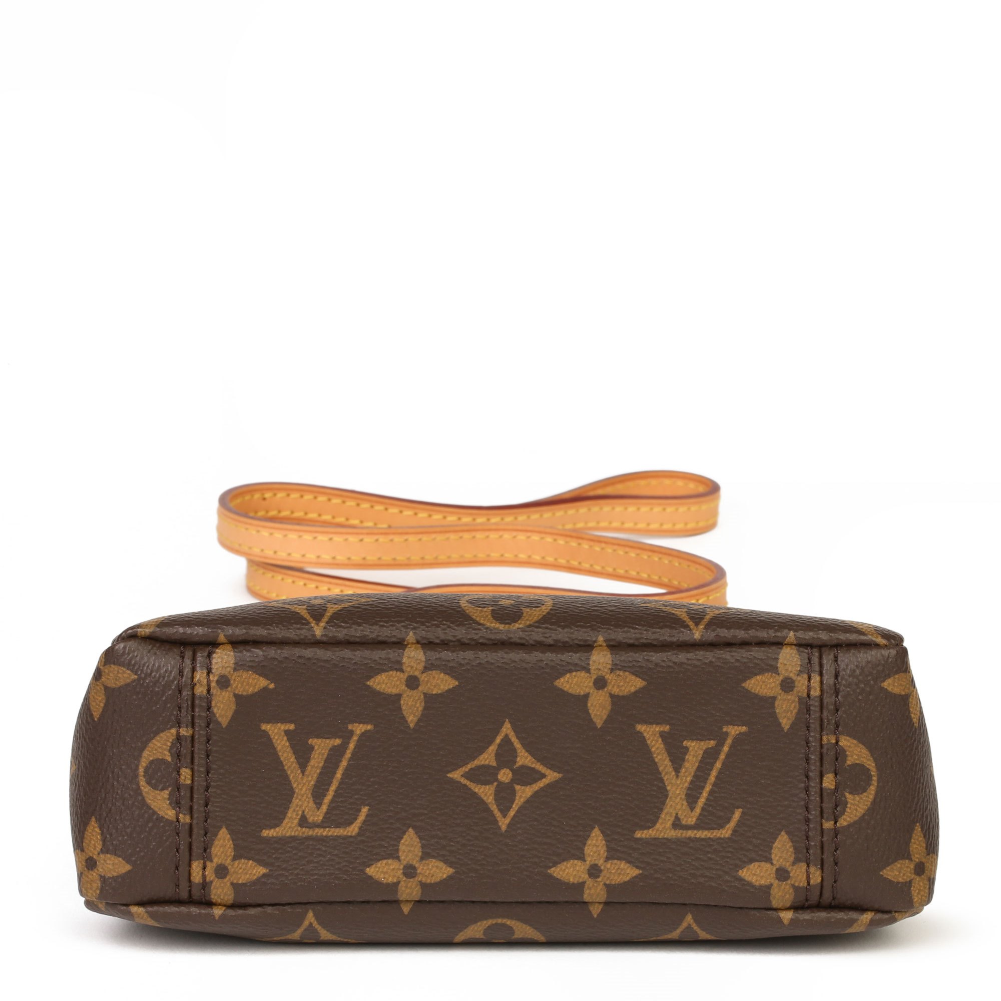 Louis Vuitton Cherry Calfskin Leather, Brown Monogram Coated Canvas & Vachetta Leather Nano Pallas