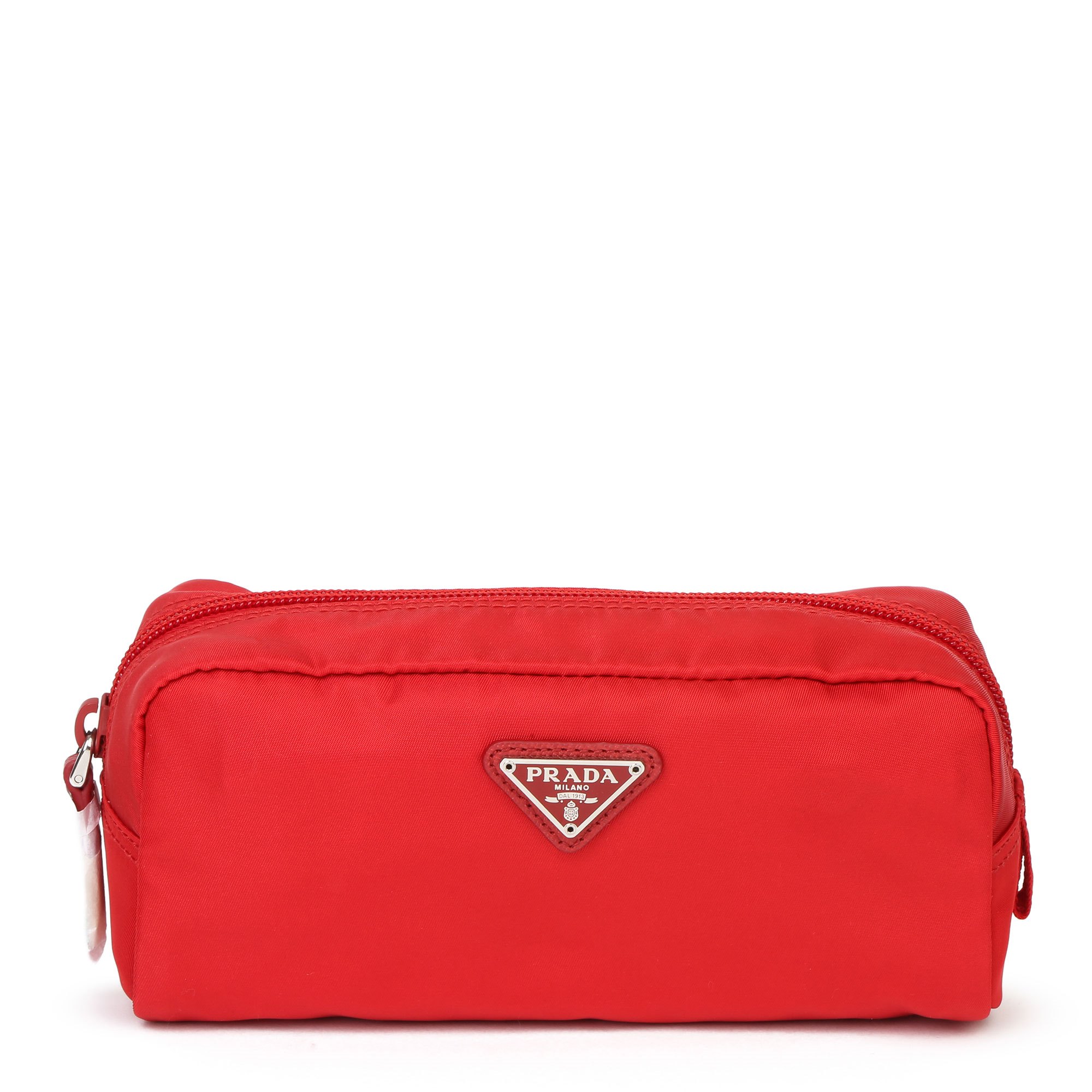 Rosso Red Nylon Tessuto Necessaire Cosmetic Bag