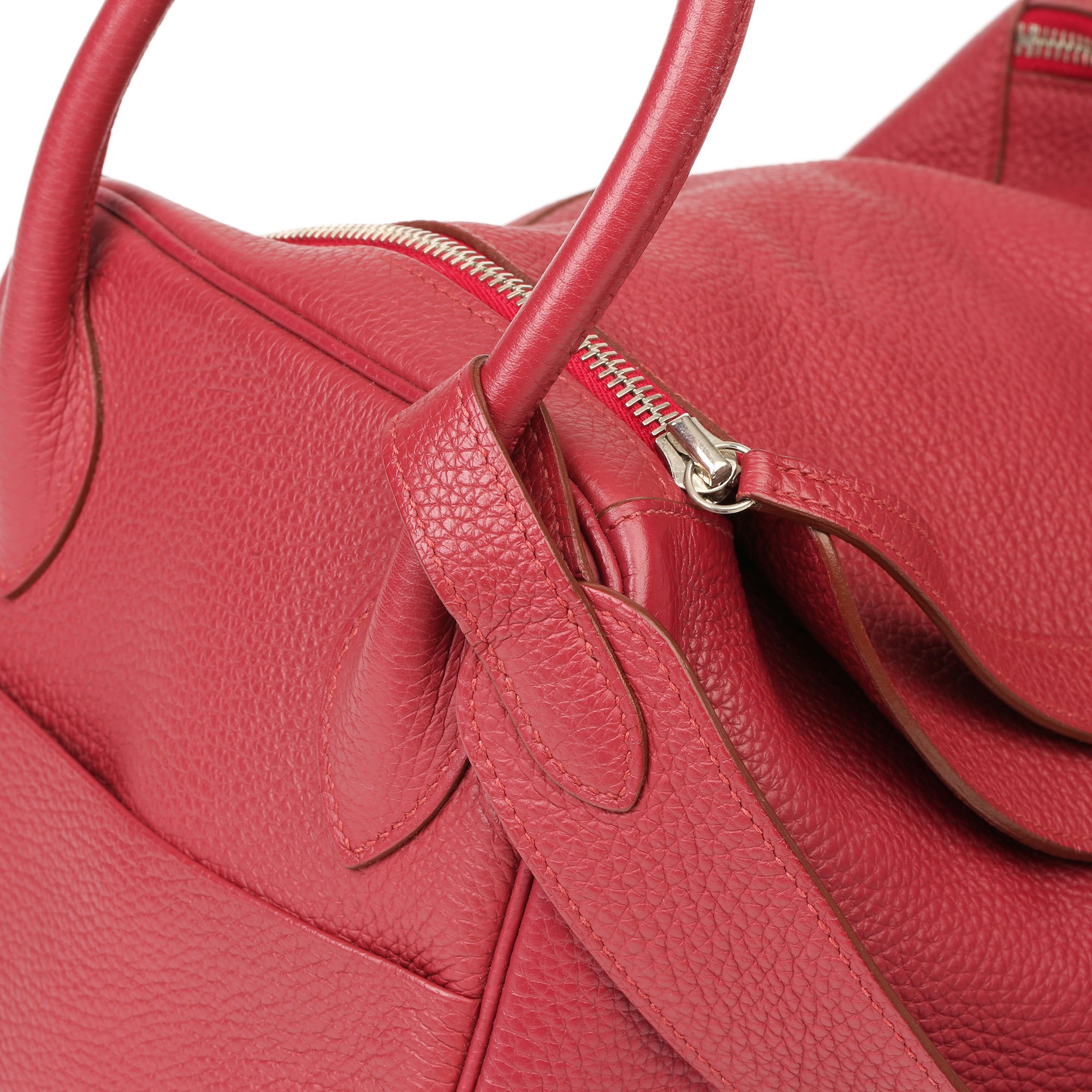 Hermès Rubis Clemence Leather Lindy 34cm