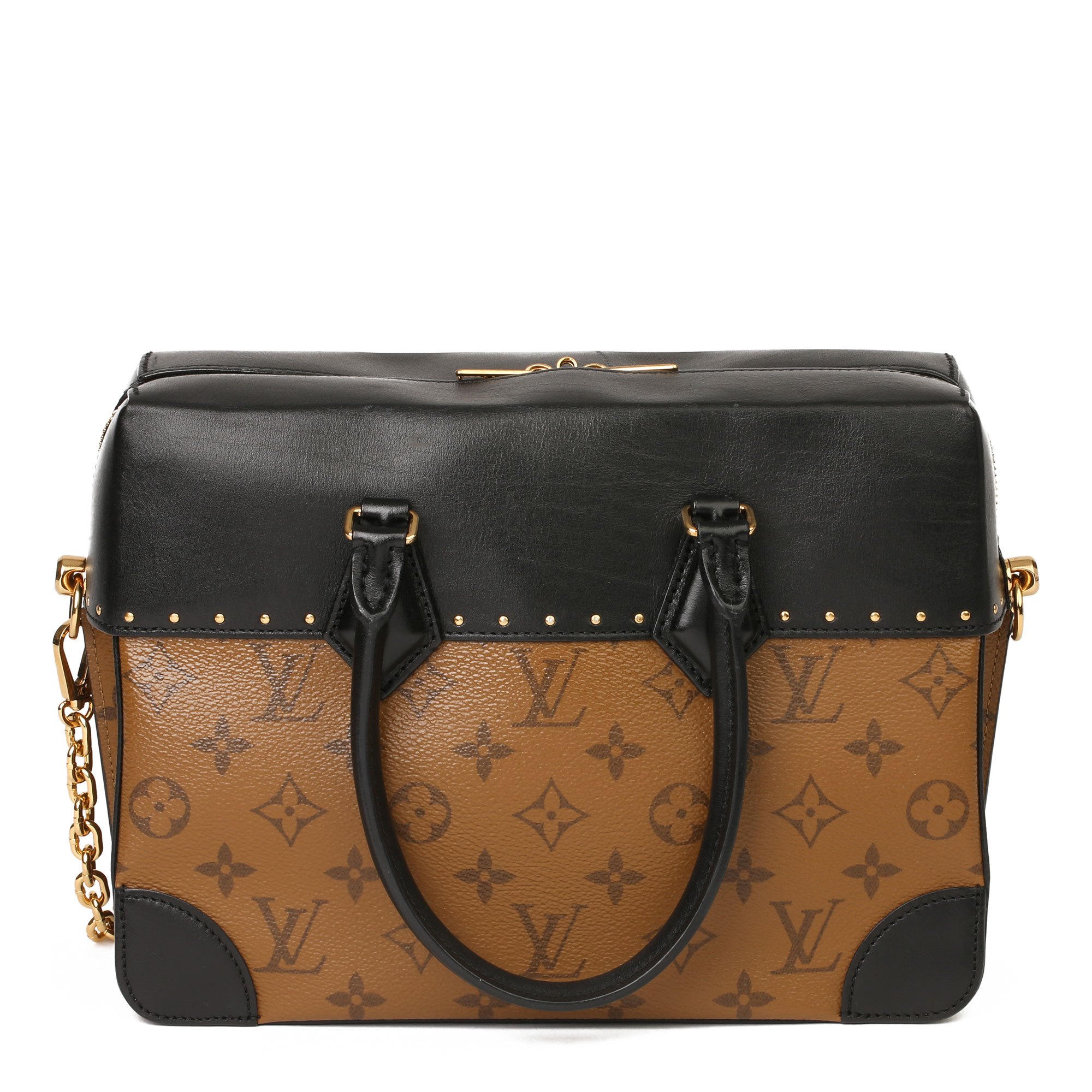 Louis Vuitton Brown Monogram Reverse Coated Canvas and Black Calfskin Leather City Malle