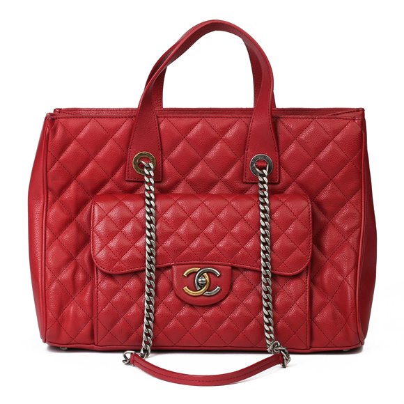 Chanel Burgundy Quilted Caviar Leather Classic Shoulder Tote