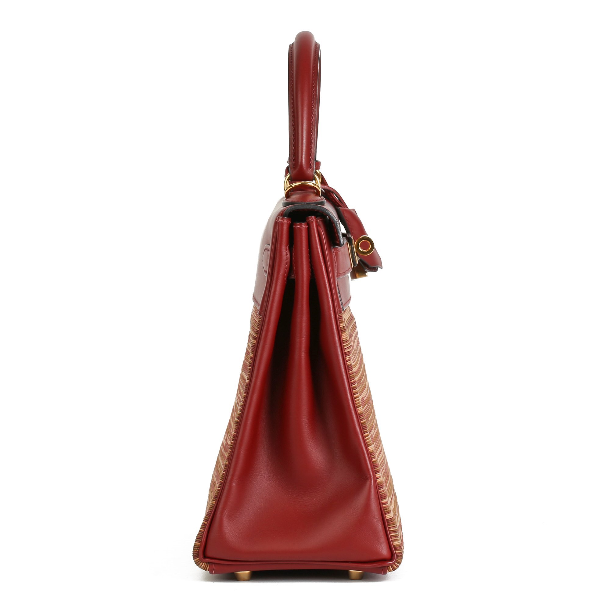 Hermès Rouge H Box Calf Leather Vibrato Kelly 28cm Retourne