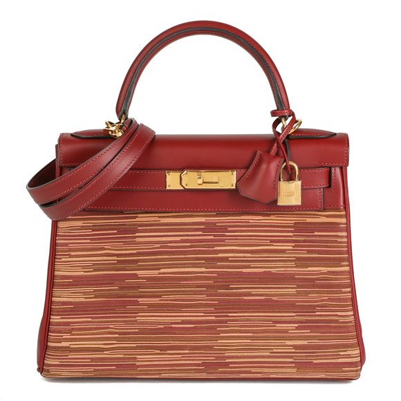 Hermès Rouge H Box Calf Leather Vibrato Kelly 28cm Retourne