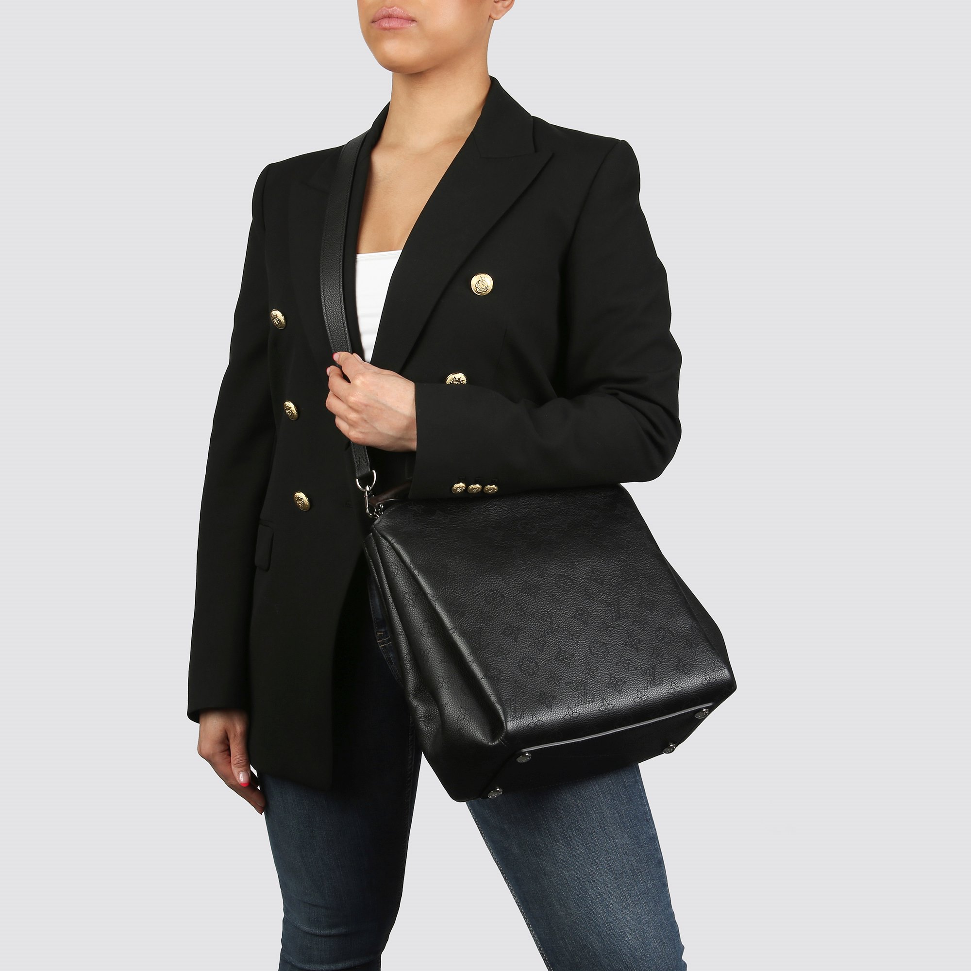 Louis Vuitton Black Monogram Mahina Leather & Brown Leather Babylone MM