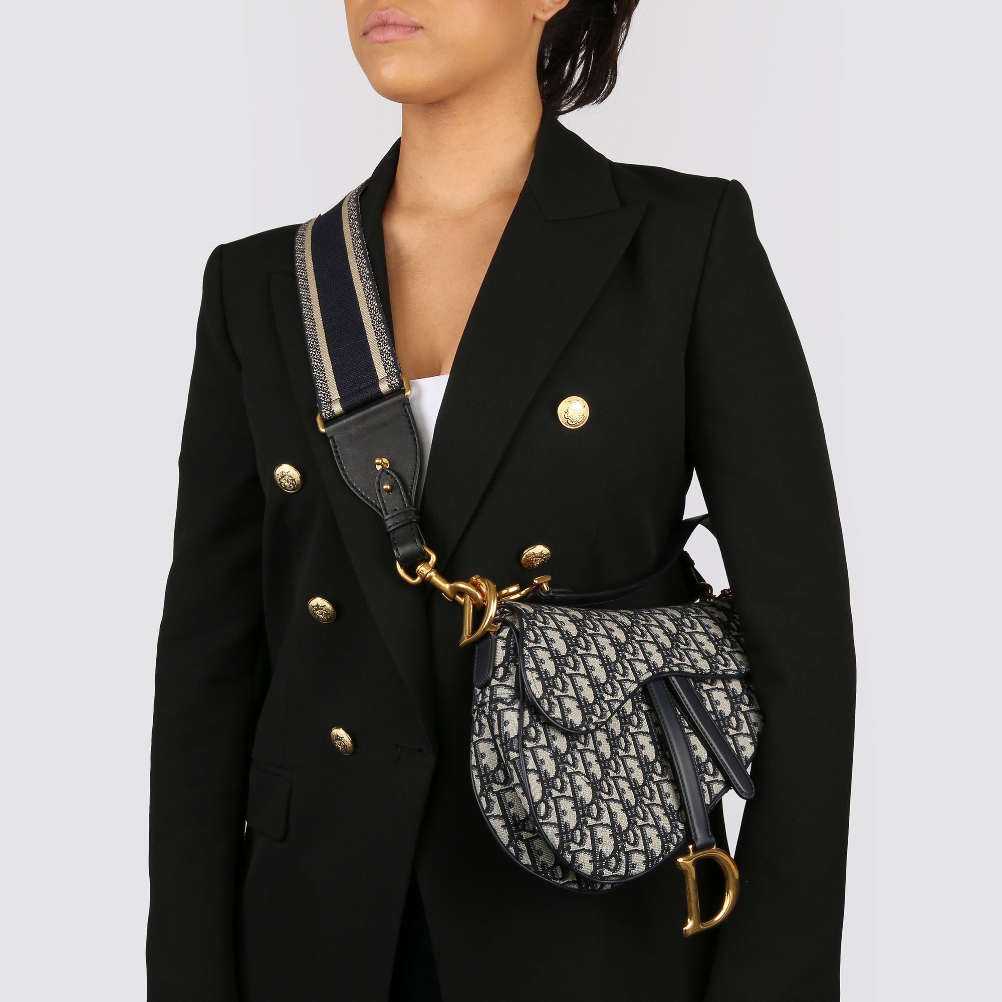 Saddle Bag With Strap Blue Dior Oblique Jacquard DIOR | lupon.gov.ph