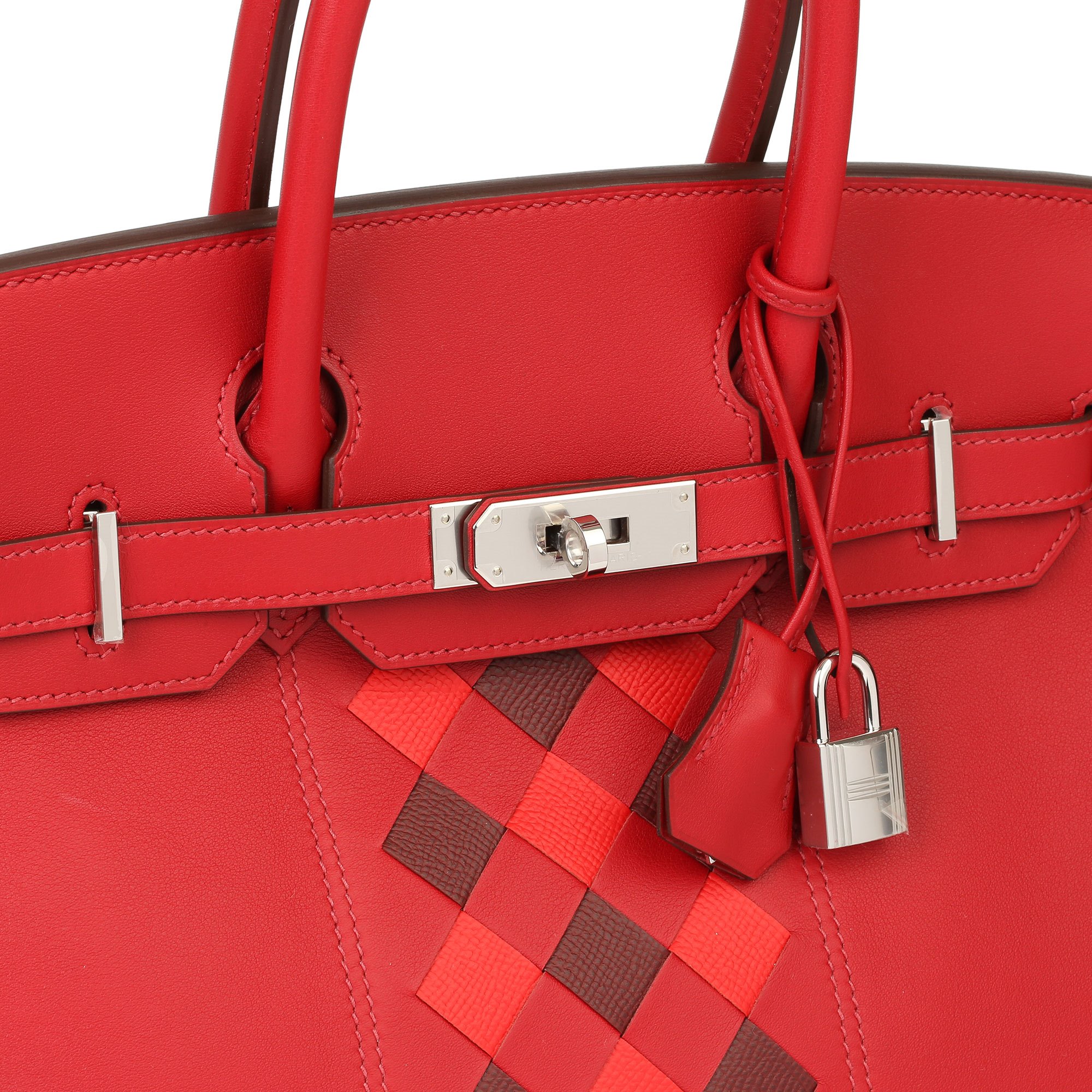 Hermès Rouge de Coeur Swift Leather & Rouge Piment, Rouge H Epsom Leather Tressage Birkin 30cm Retourne