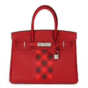 Hermès Rouge de Coeur Swift Leather & Rouge Piment, Rouge H Epsom Leather Tressage Birkin 30cm Retourne