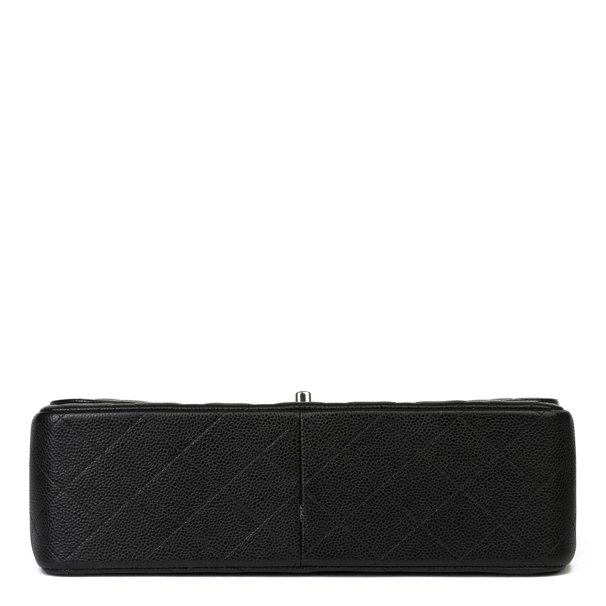 Chanel Black Quilted Caviar Leather Vintage Jumbo Classic Double Flap Bag