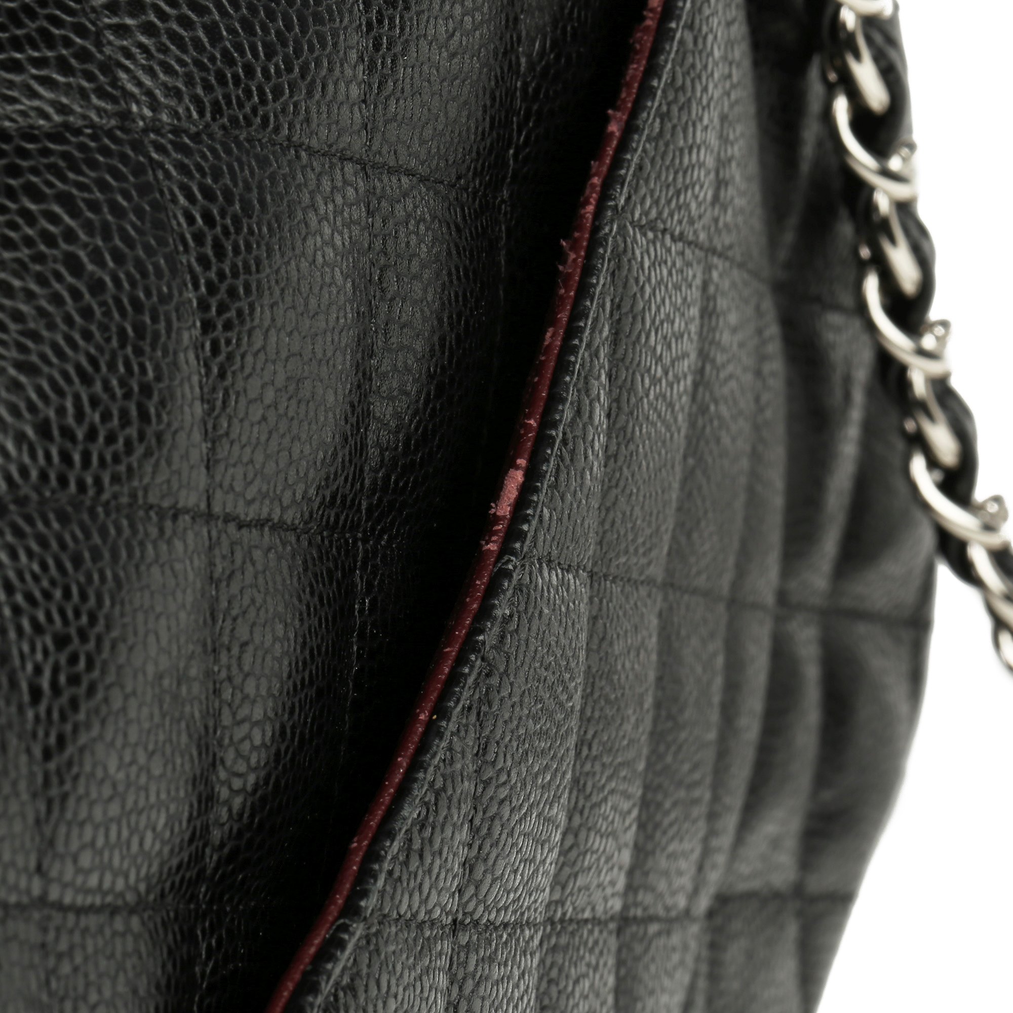 Chanel Black Quilted Caviar Leather Vintage Jumbo Classic Double Flap Bag